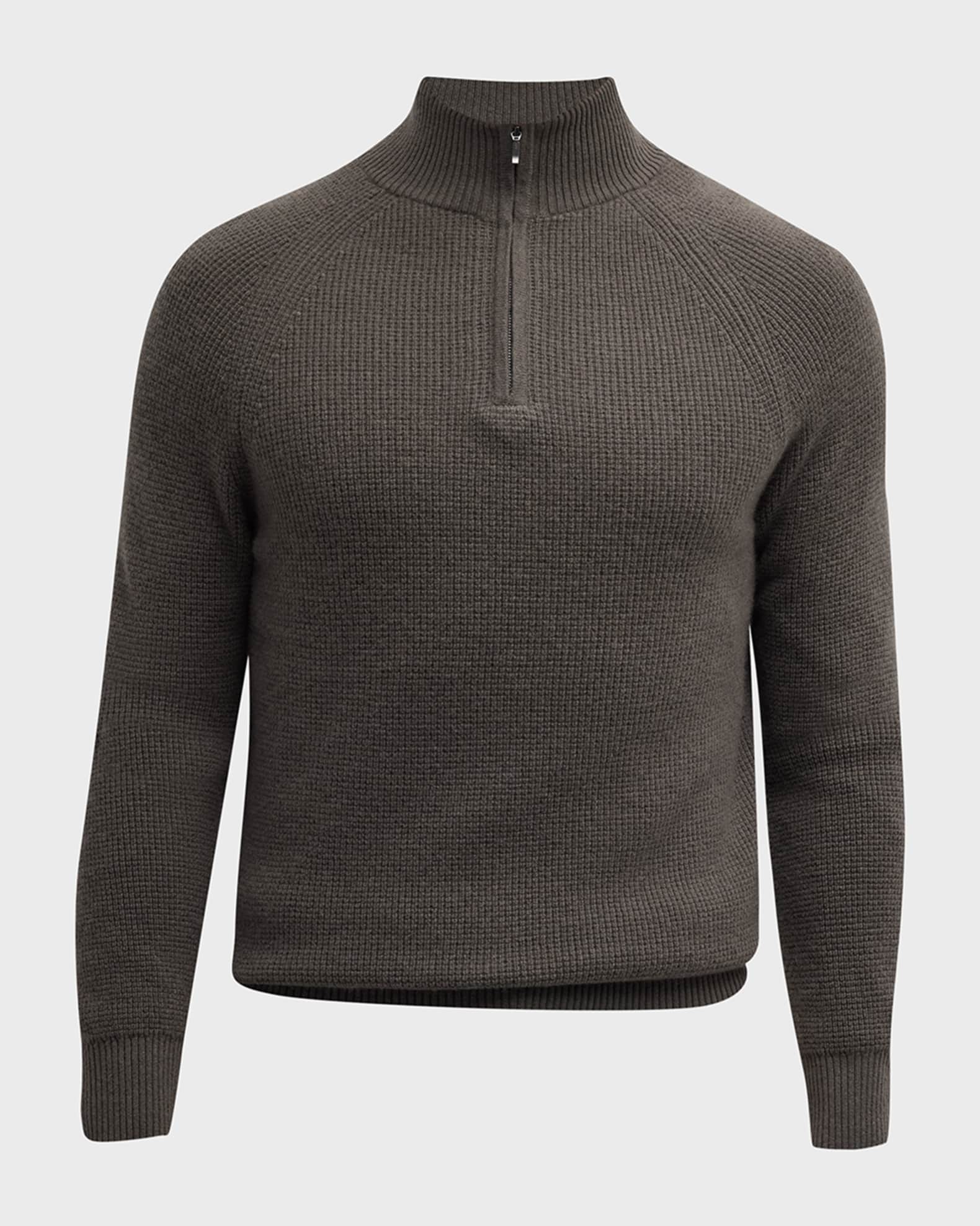 Neiman Marcus Cashmere Collection Men's Cashmere Waffle Knit Quarter
