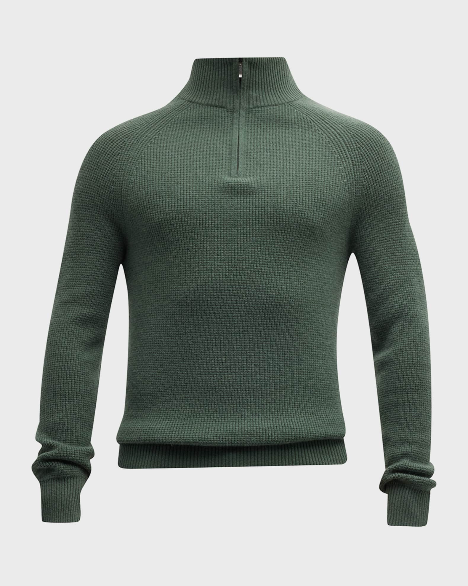 Neiman Marcus Cashmere Collection Men's Cashmere Waffle Knit Quarter