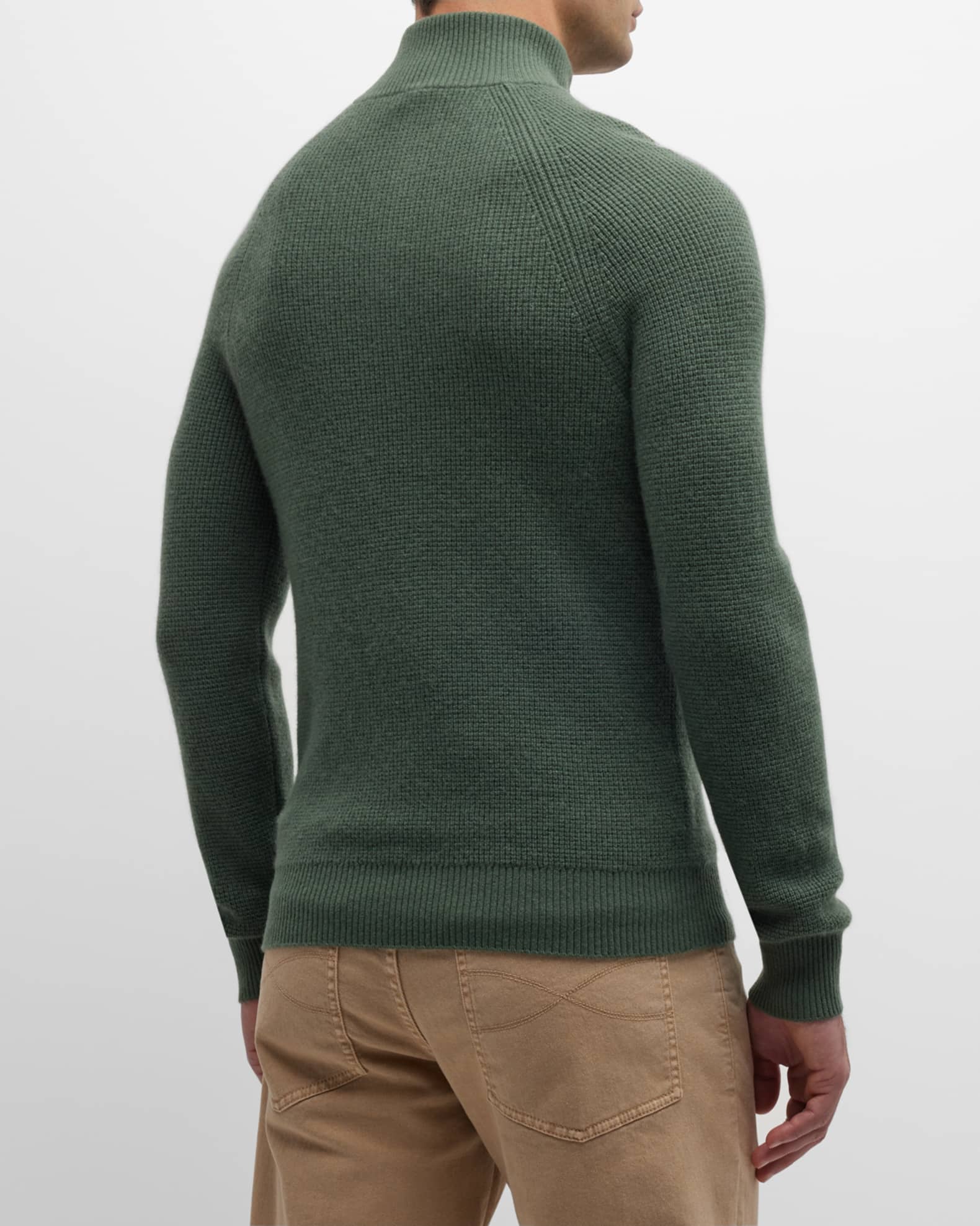 Neiman Marcus Cashmere Collection Men's Cashmere Waffle Knit Quarter
