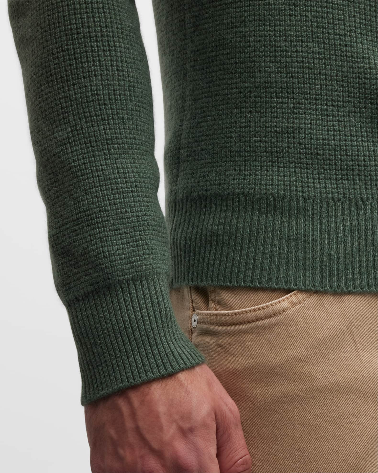 Neiman Marcus Cashmere Collection Men's Cashmere Waffle Knit Quarter