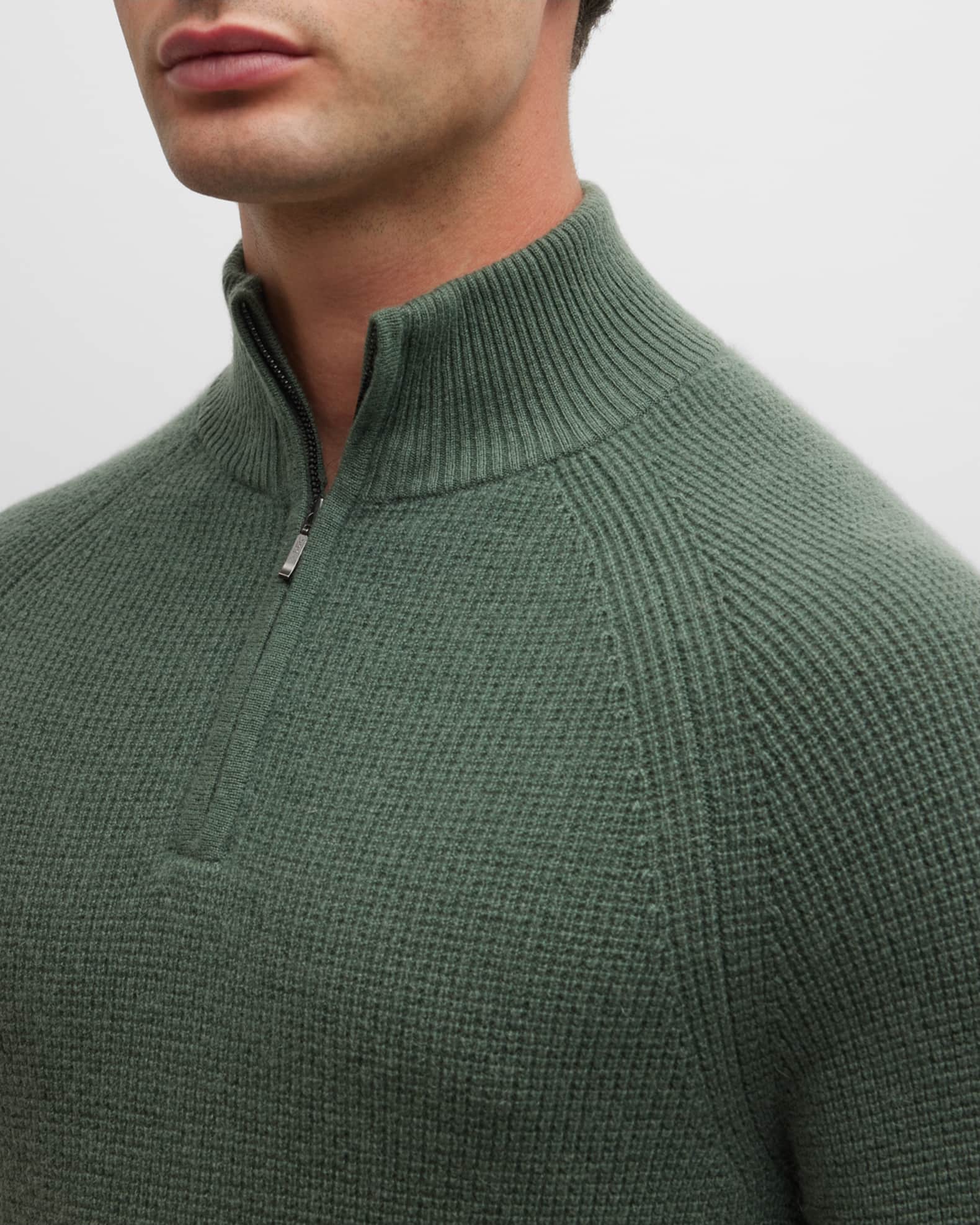 Neiman Marcus Cashmere Collection Men's Cashmere Waffle Knit Quarter
