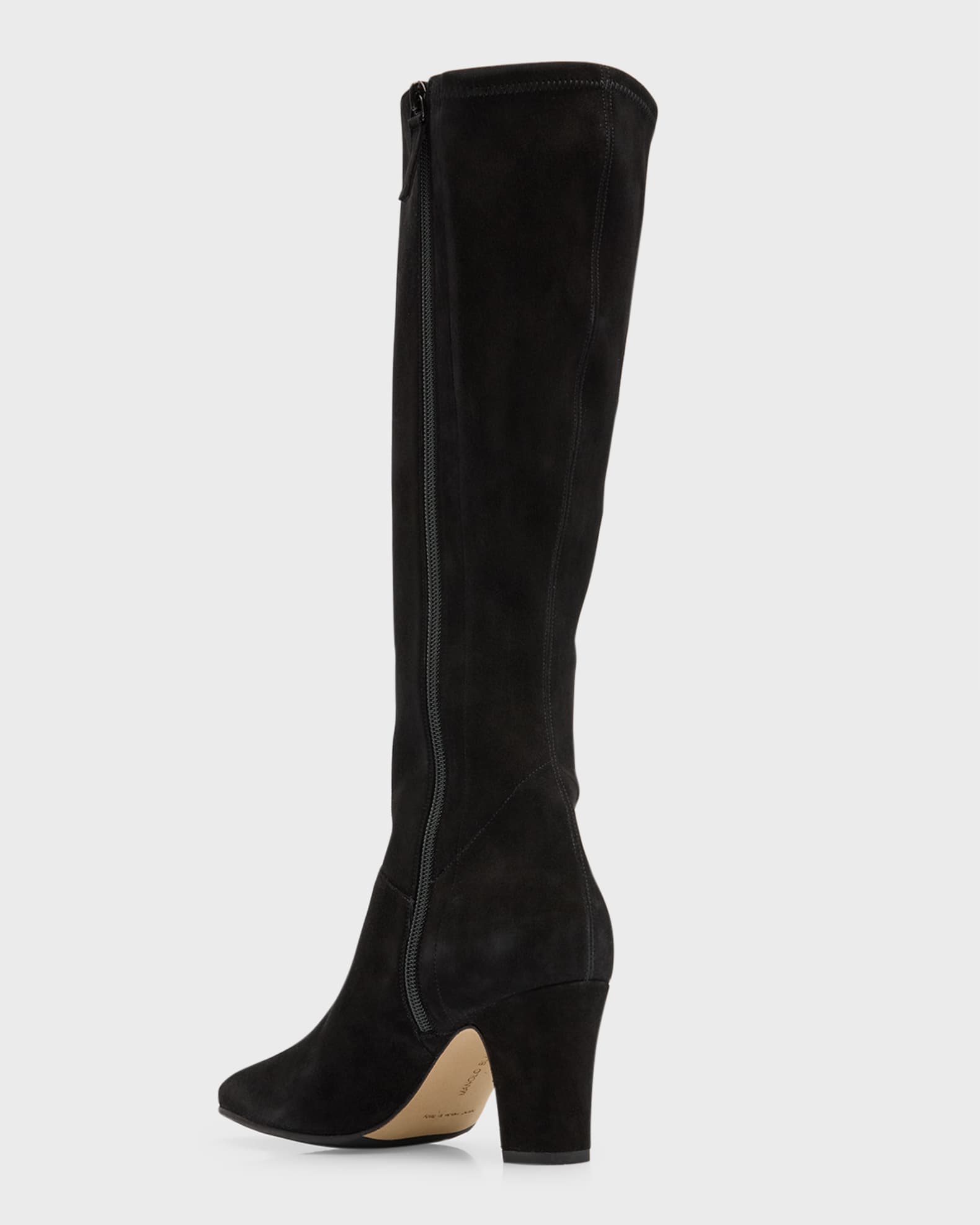 Manolo Blahnik Pitana Suede Block-Heel Knee Boots Neiman Marcus