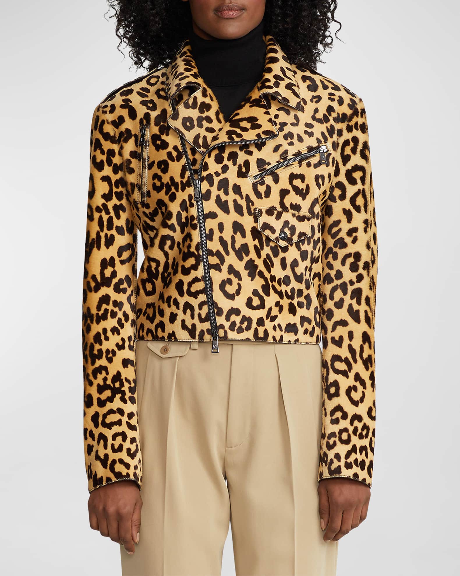Biker Jacket Leopard Animal Print Leather 