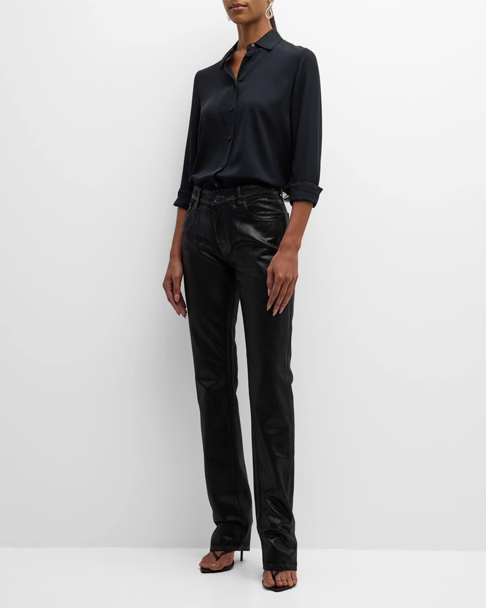 procent entusiastisk faktureres Ralph Lauren Collection Shilah Wax Coated Denim Straight-Leg Jeans | Neiman  Marcus