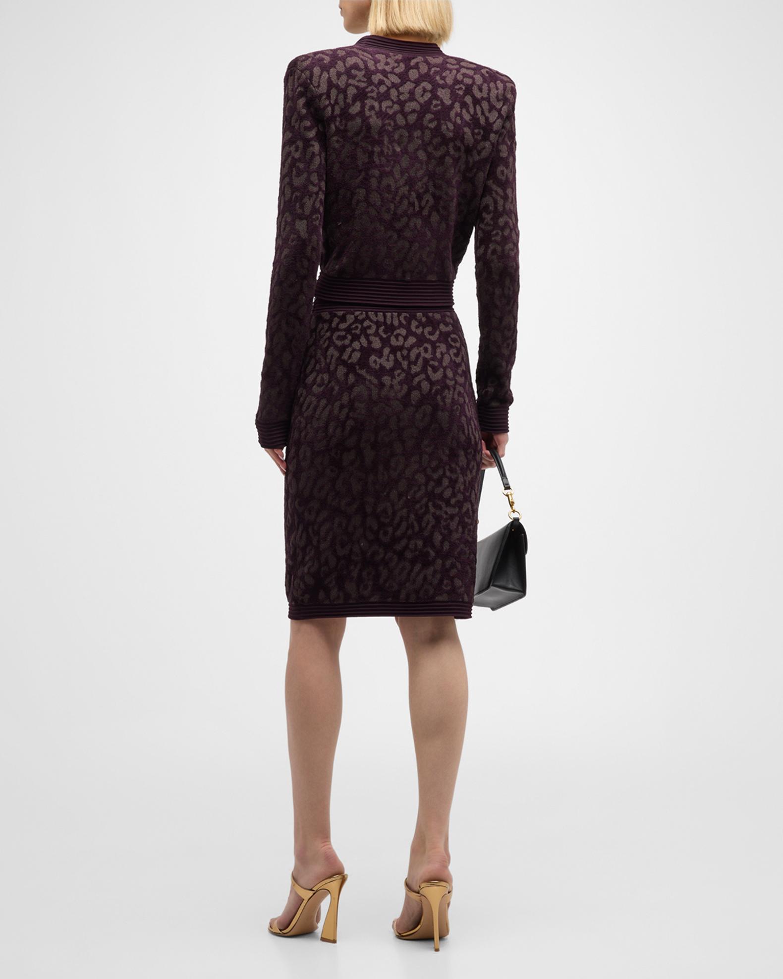 leopard jacquard knit dress Leopard Jacquard Knit Dress in ALUMINUM - Sale