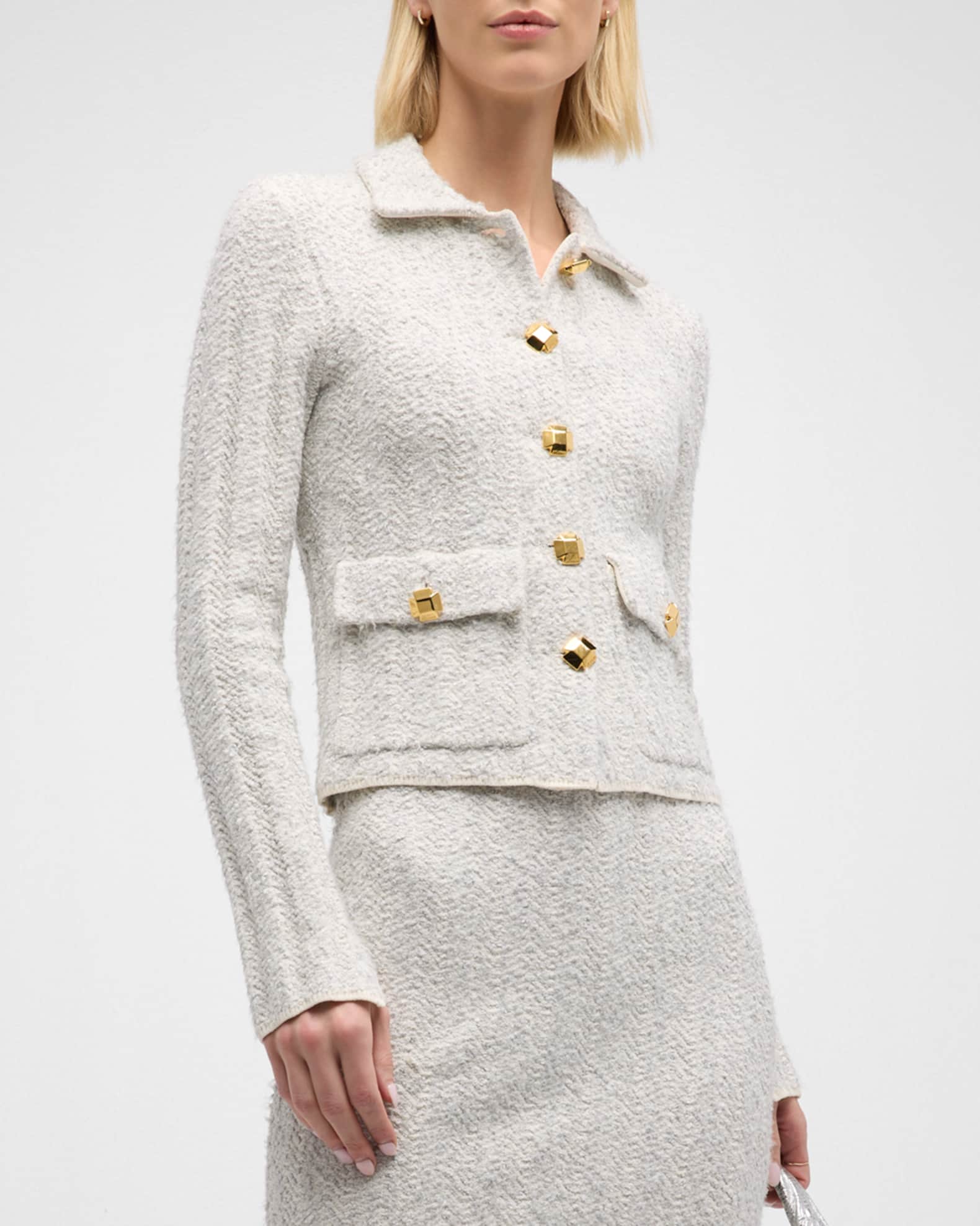 Chanel Yellow and Grey Fantasy Tweed Belted Blazer and Dress Set M Chanel |  The Luxury Closet