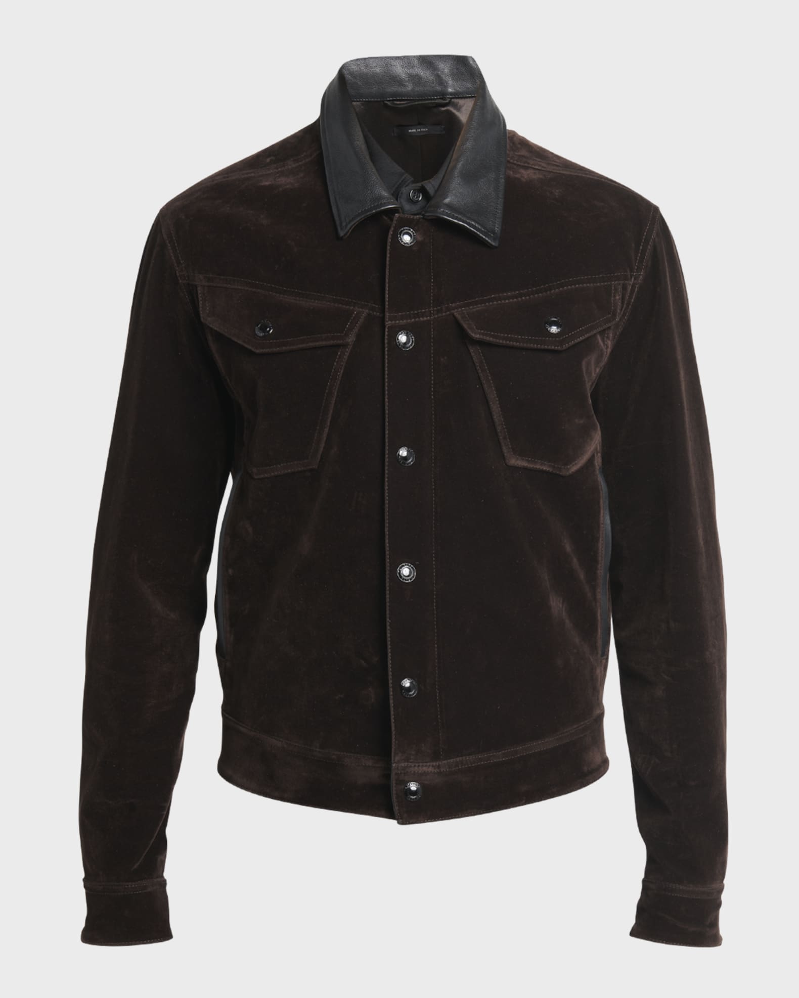 TOM FORD Men's Flocked Denim Western Jacket with Leather Collar ...