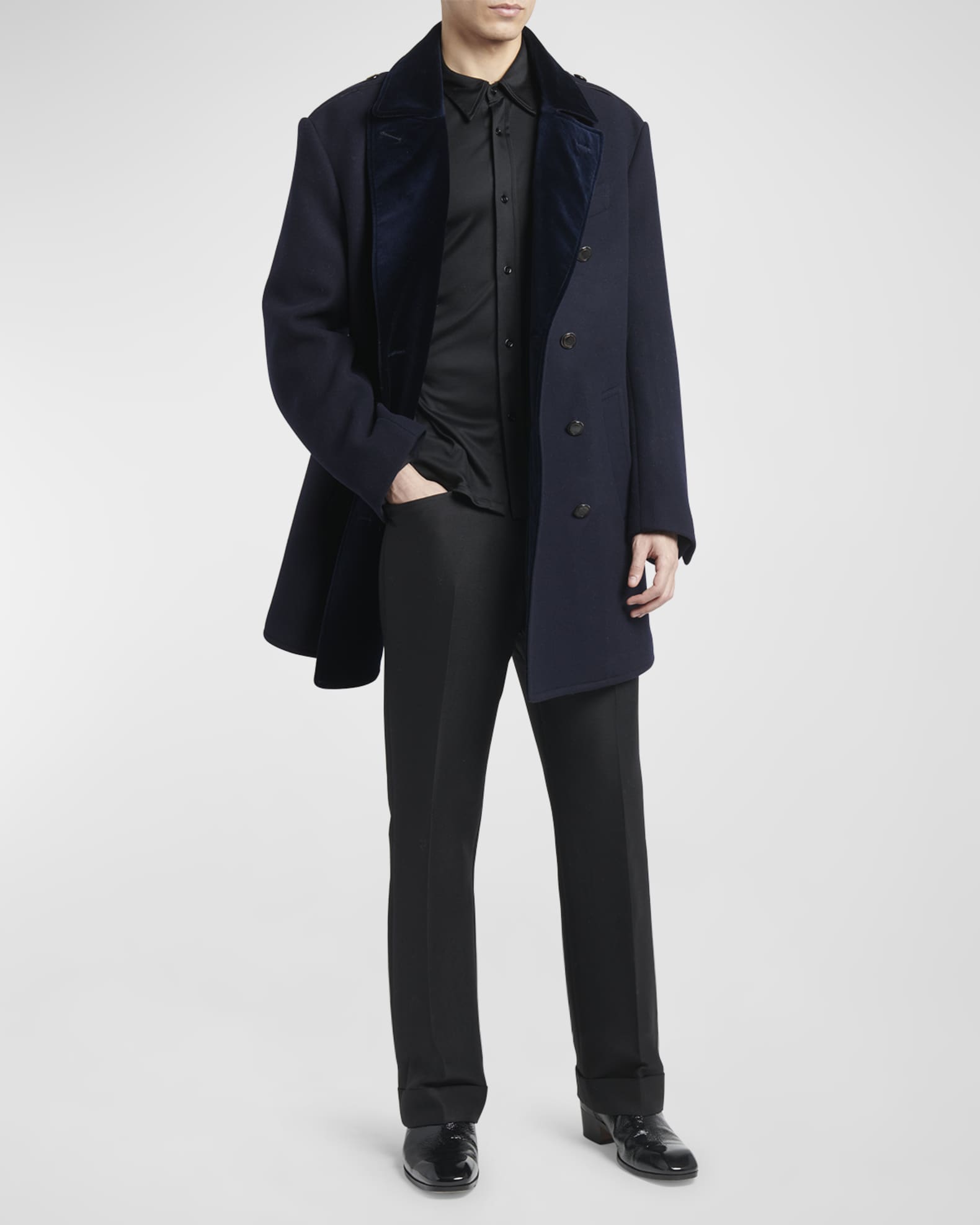 TOM FORD Men's Wool Felt Officer Peacoat | Neiman Marcus