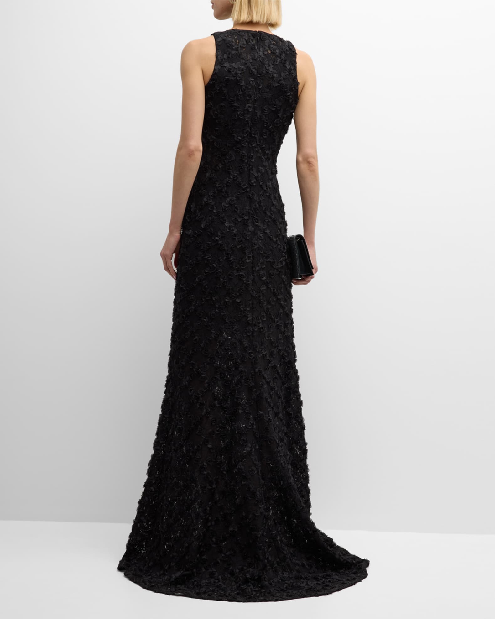 SHO Sleeveless Floral Applique Lace Gown | Neiman Marcus