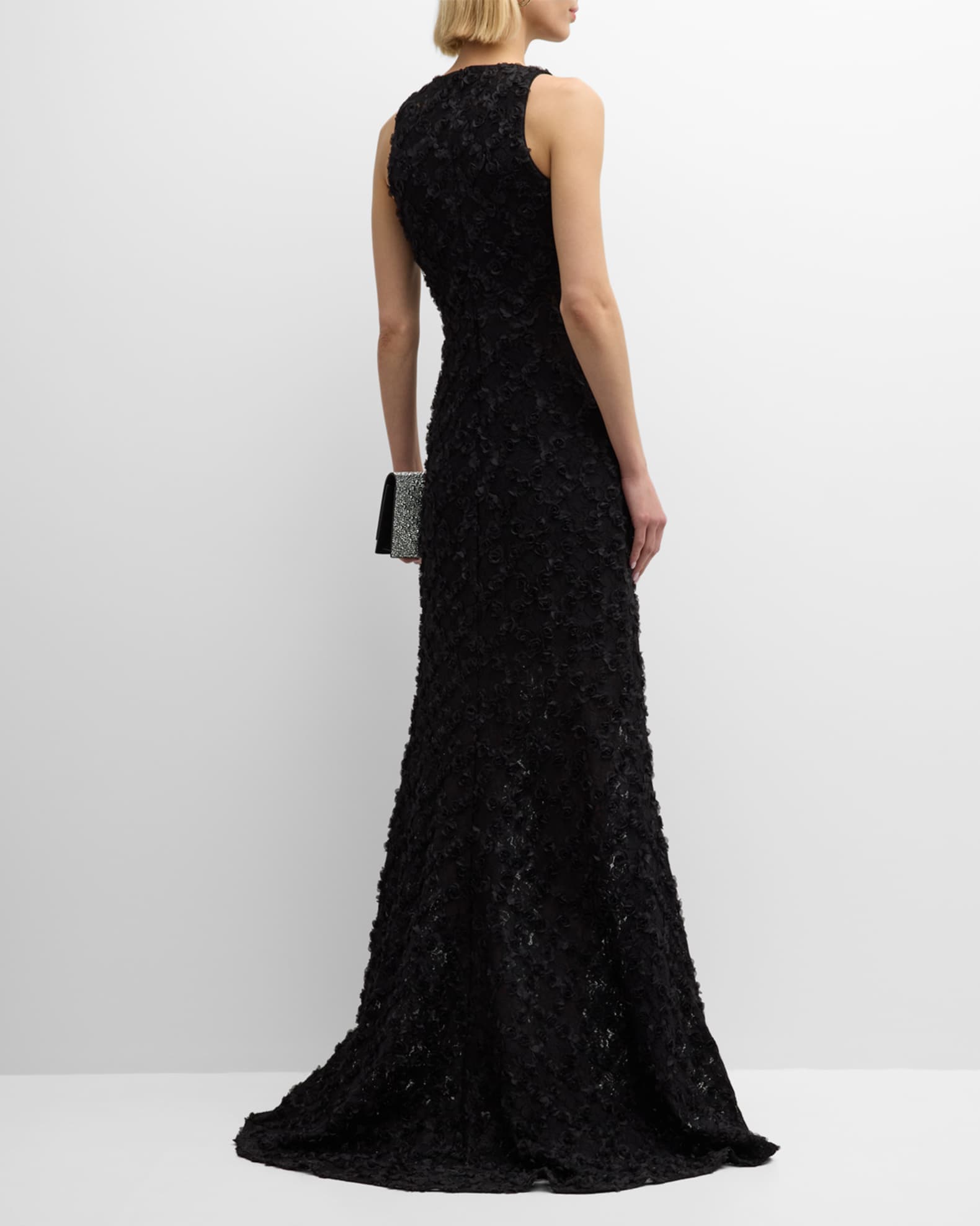 SHO Sleeveless Floral Applique Lace Gown | Neiman Marcus
