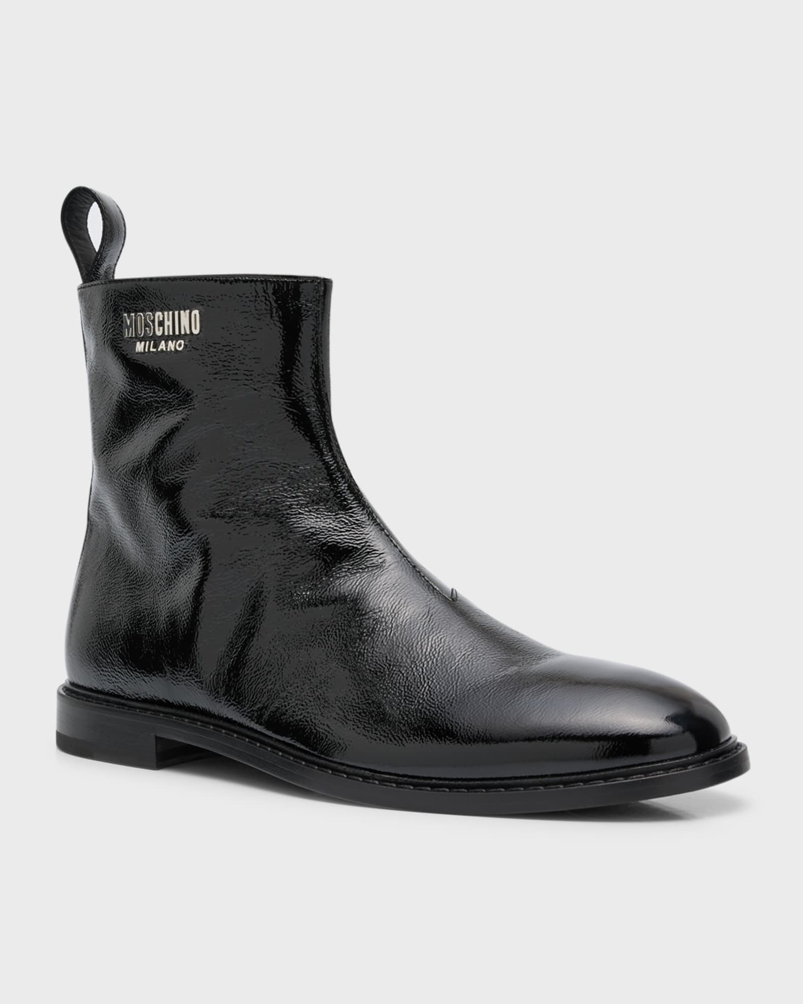 ブーツその他 Moschino Leather Ankle Boots With Rubber Sole Moschino Leather Ankle Boots With Rubber Sole | ShopSimon