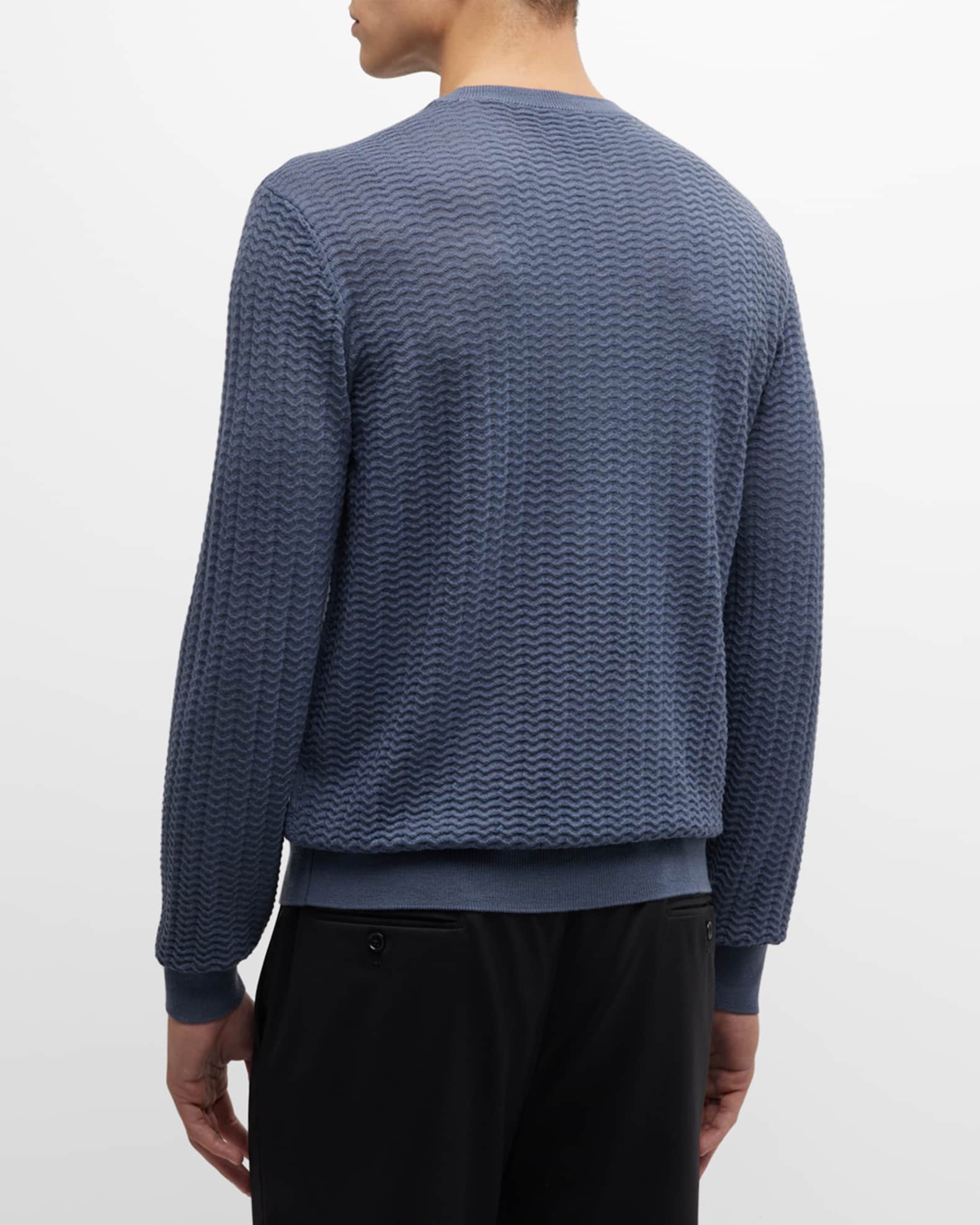 Emporio Armani Men's Wool Chevron Crewneck Sweater | Neiman Marcus
