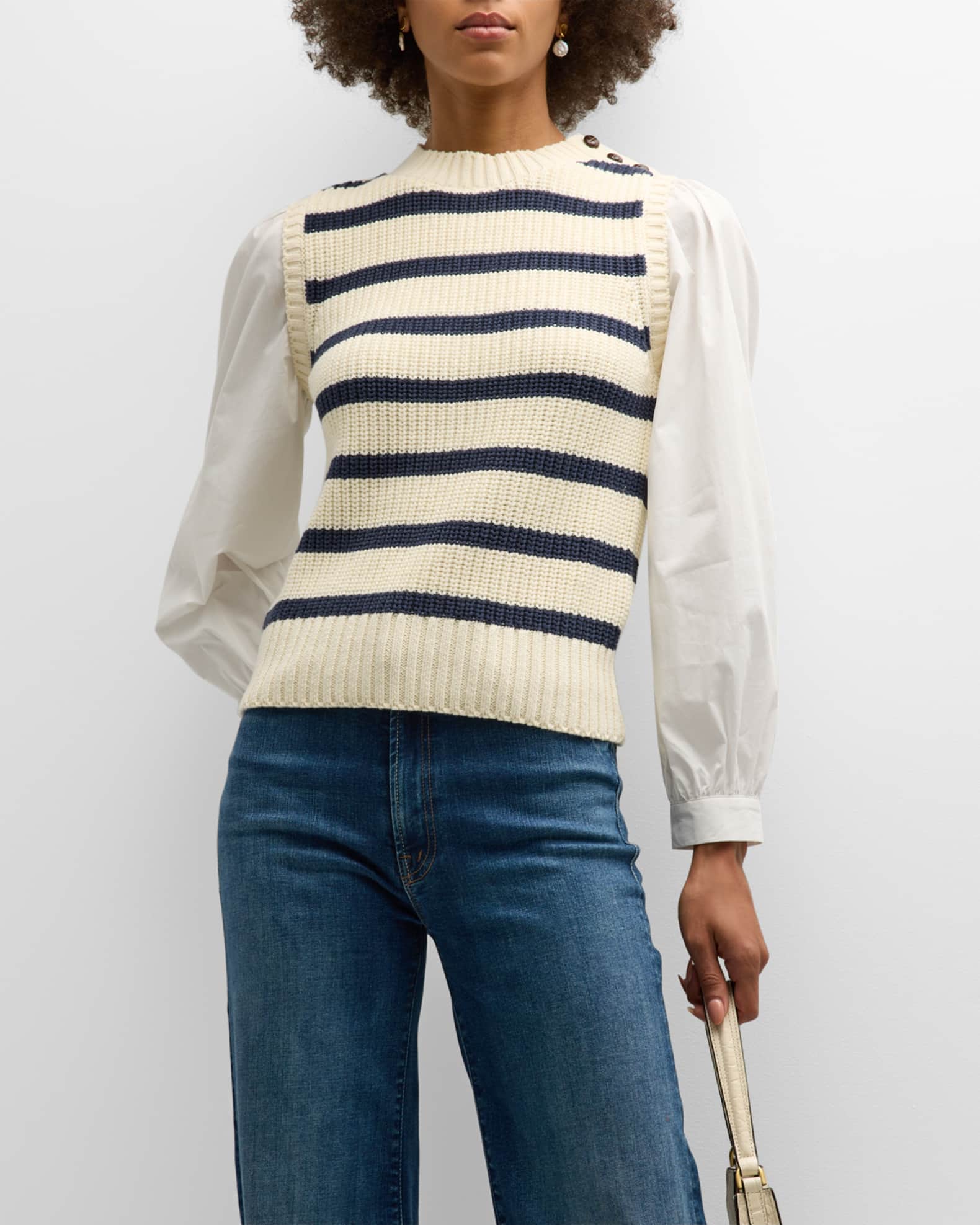 Rails Bambi Striped Sweater Vest with Contrasting Sleeves | Neiman Marcus