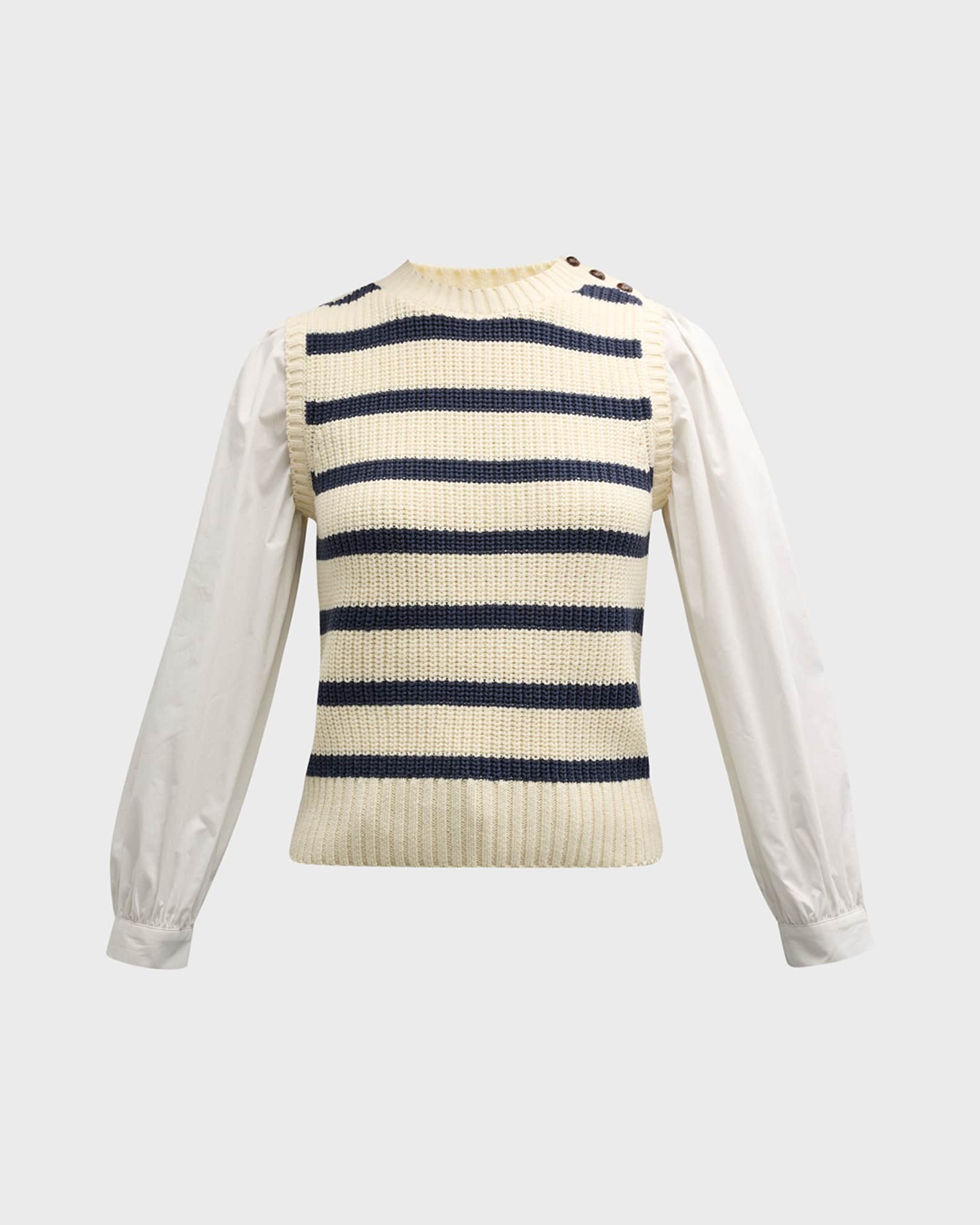 Rails Bambi Striped Sweater Vest with Contrasting Sleeves | Neiman Marcus