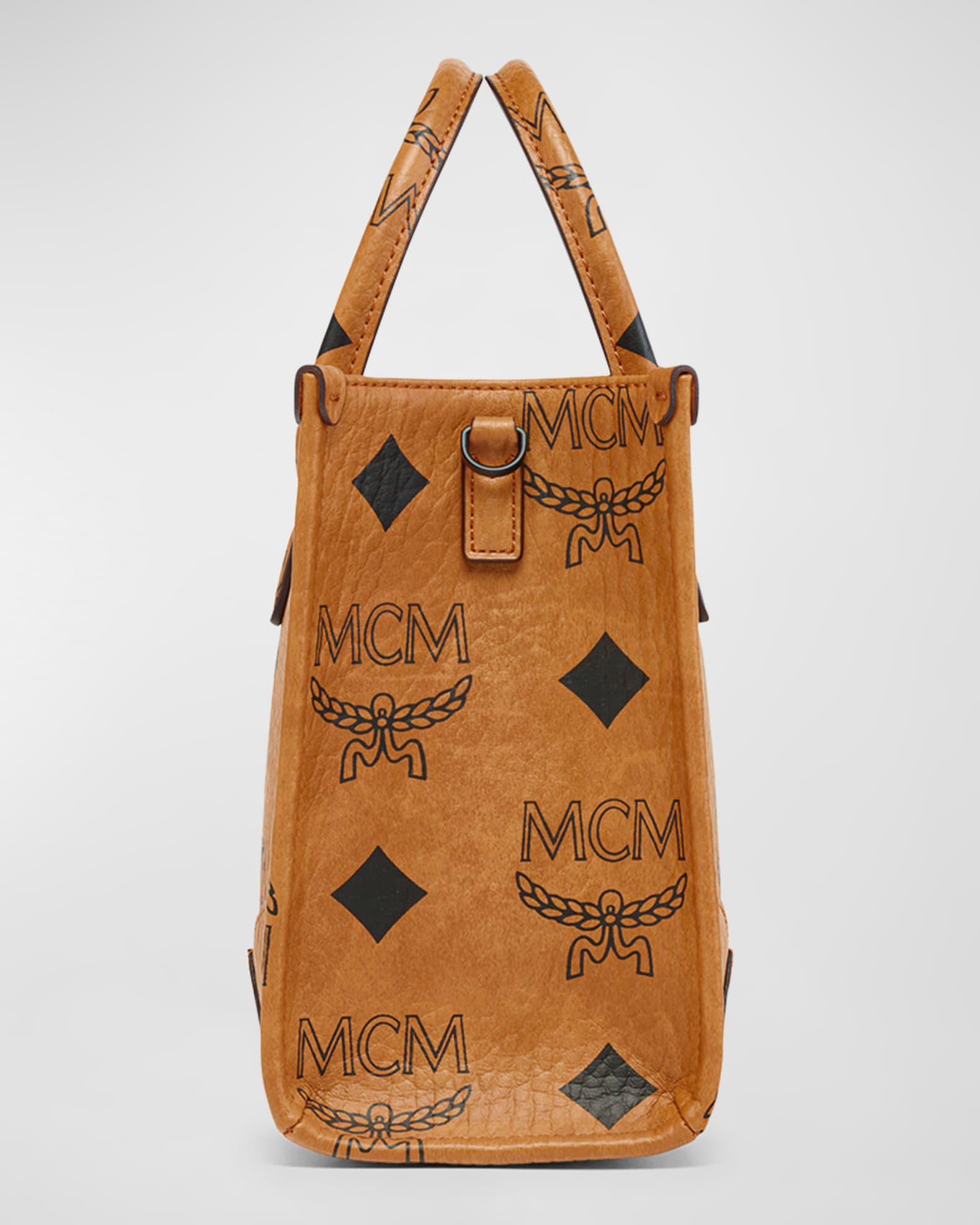 MCM Monogram Motif Top Handle Tote Bag in Brown