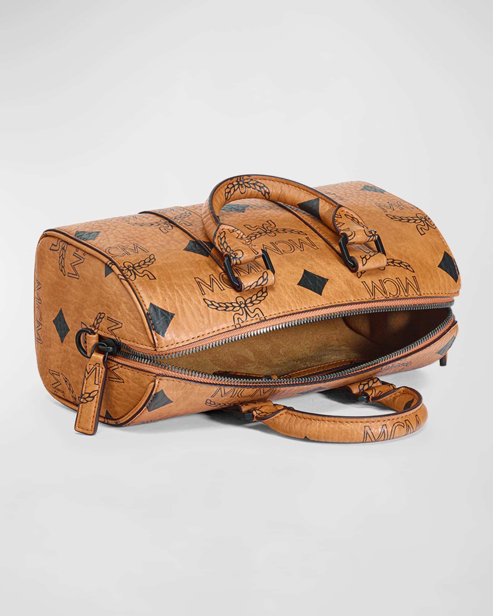 MCM Aren Boston Small Visetos Monogram Top Handle Bag Neiman Marcus