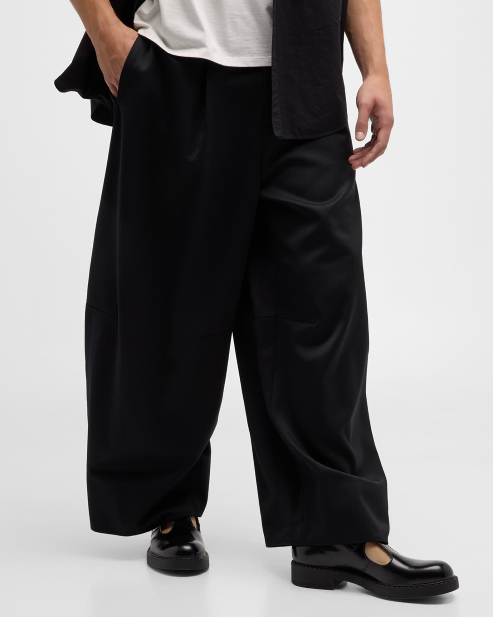 Simone Rocha Men's Wide-Leg Wool Pants | Neiman Marcus