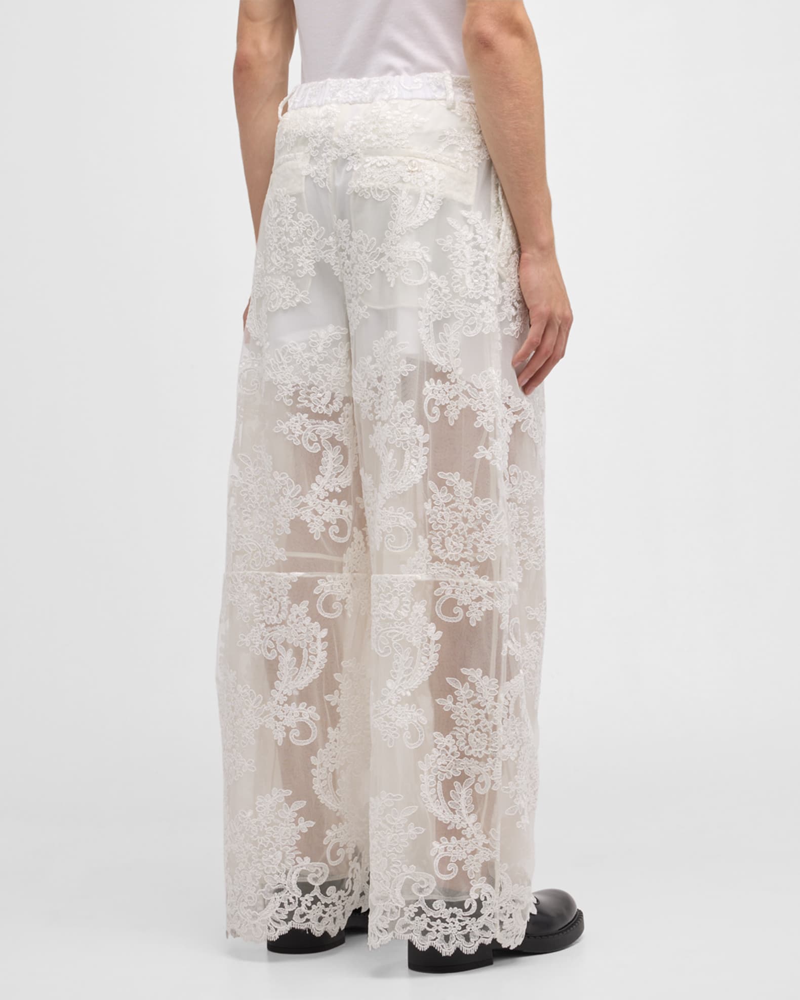 Simone Rocha Men's Corded Lace Wide-Leg Pants | Neiman Marcus