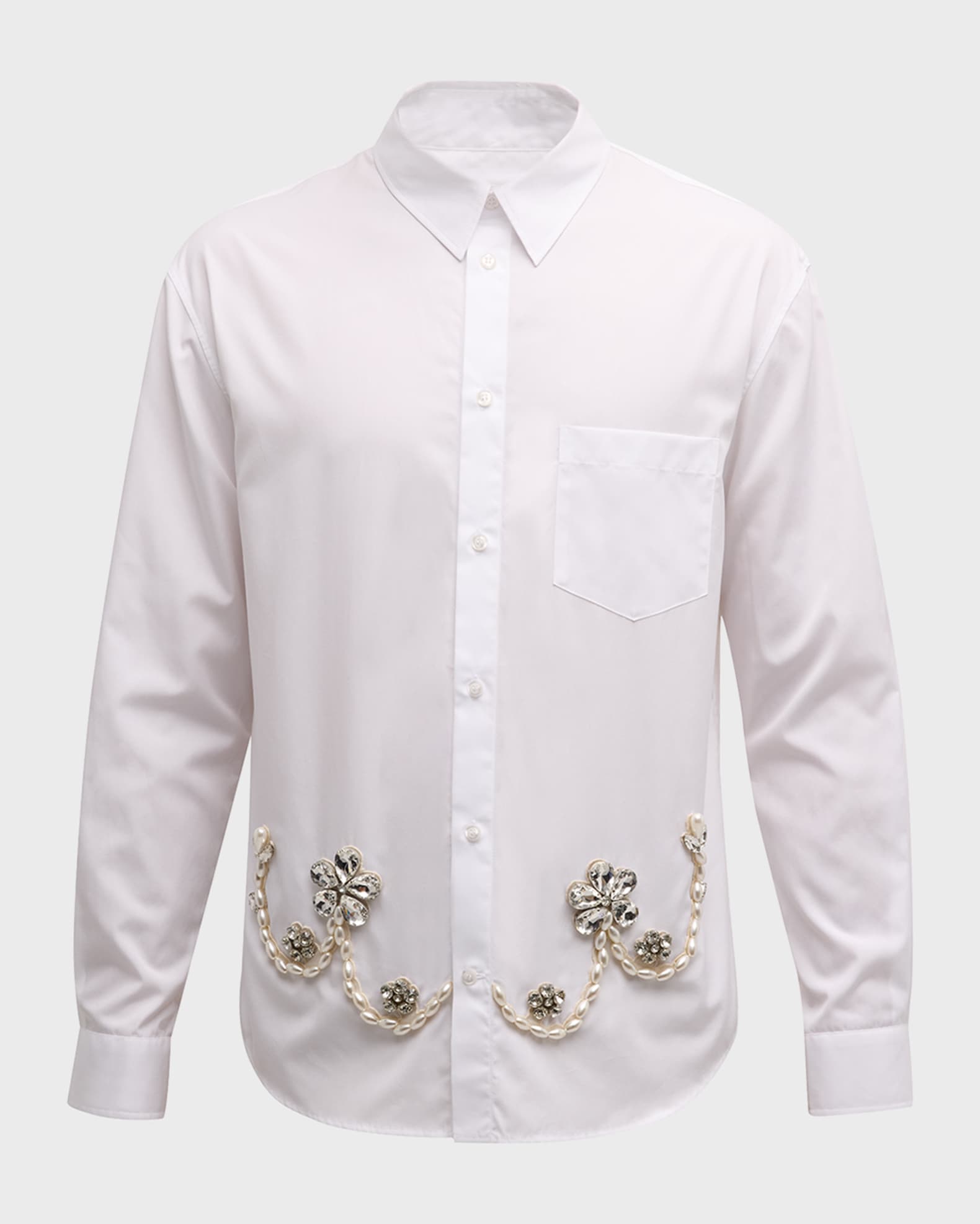 Simone Rocha Men's Floral Crystal-Embellished Sport Shirt | Neiman Marcus