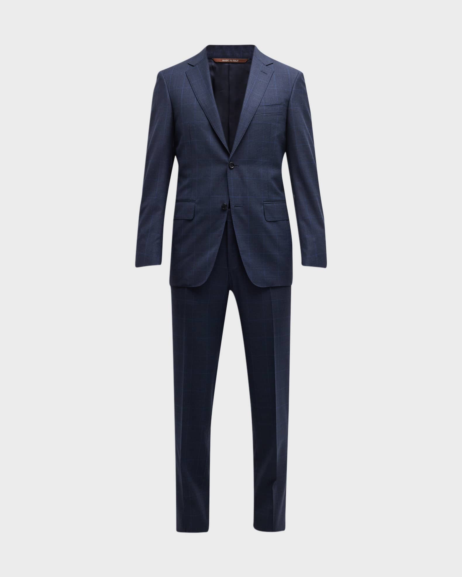 Canali Men's Textured Windowpane Wool Suit | Neiman Marcus