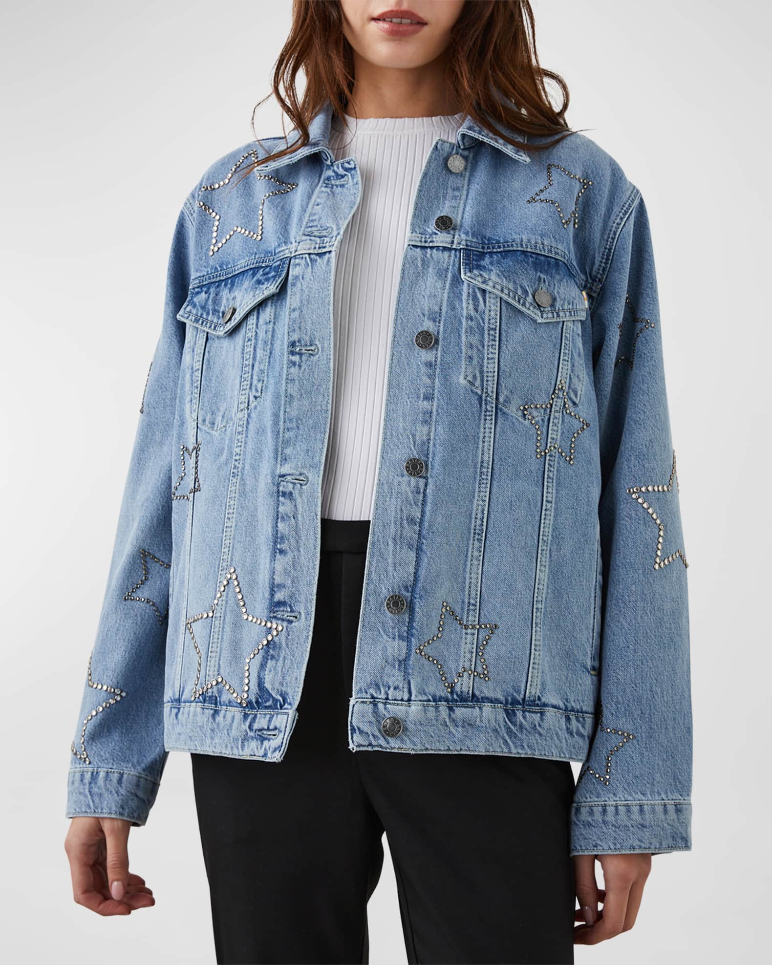 Rails Grove Embellished Star Denim Jacket Neiman Marcus