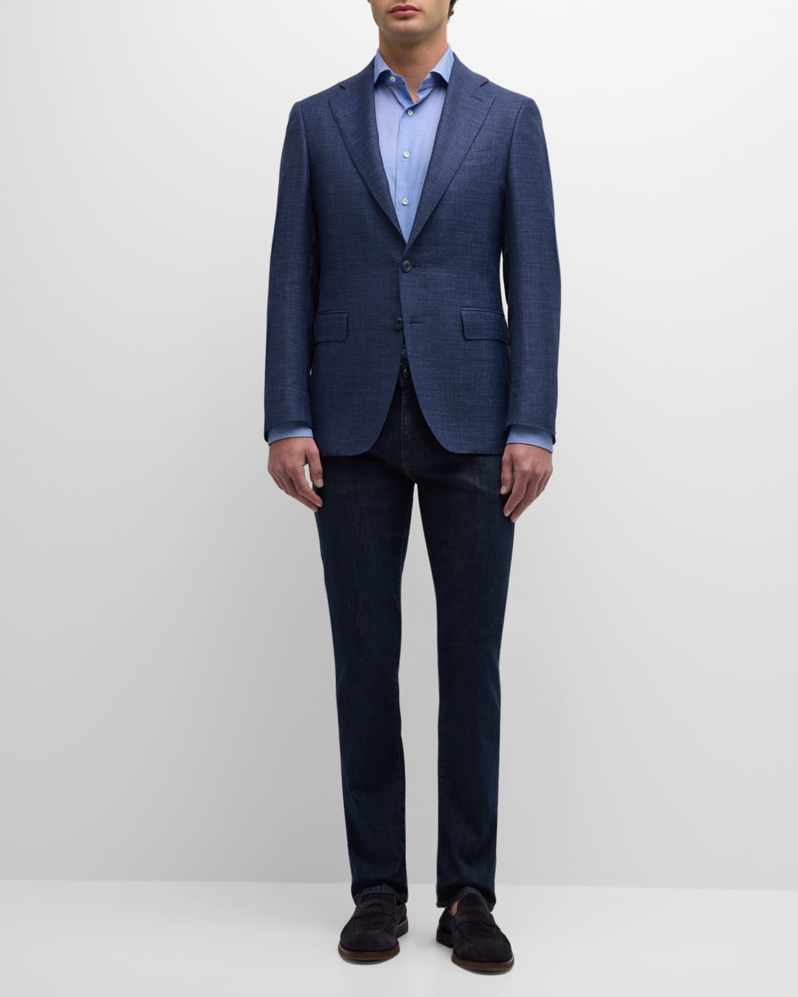 Canali Men s Textured Wool Blend Blazer Navy Blue