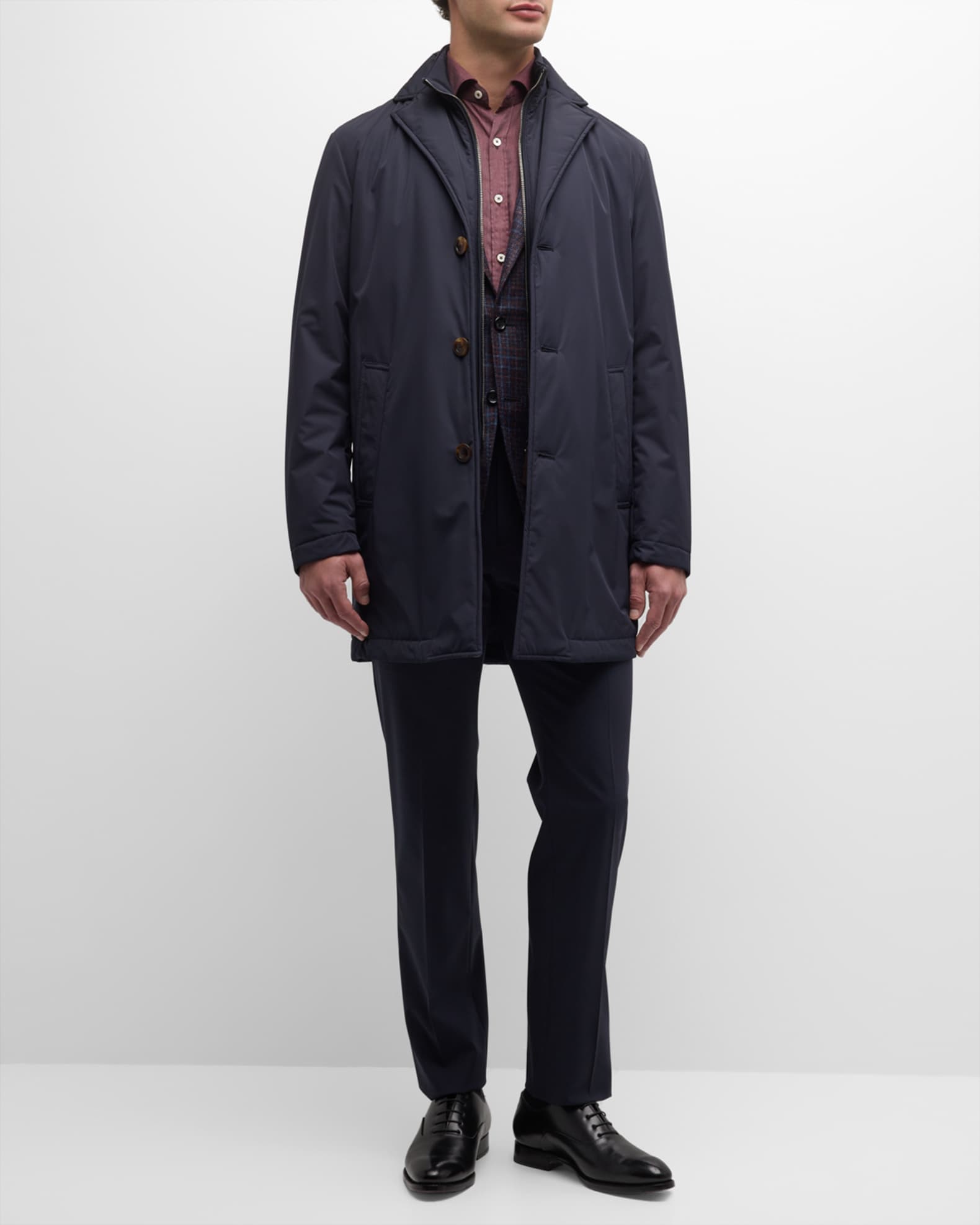 Canali Men s Tech Topcoat with Detachable Bib Neiman Marcus