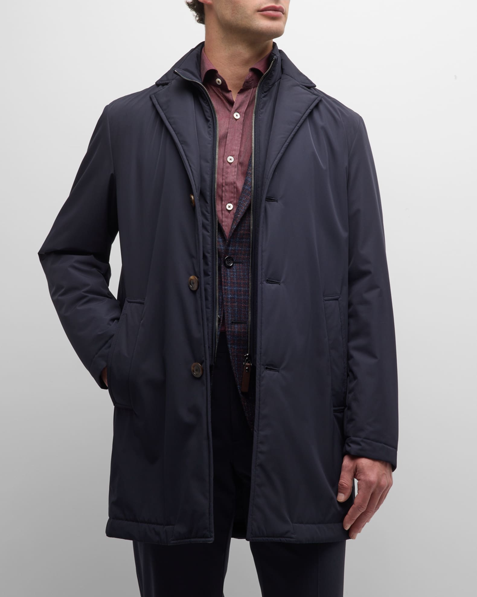 Canali Men's Tech Topcoat with Detachable Bib | Neiman Marcus