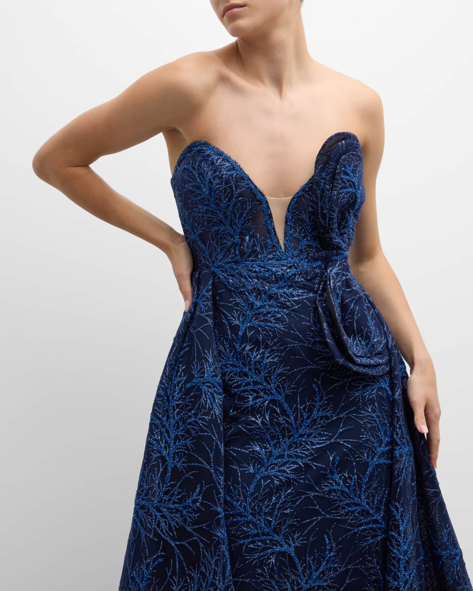 Eureka 9800 Long A-Line Shimmer Gown Off Shoulder