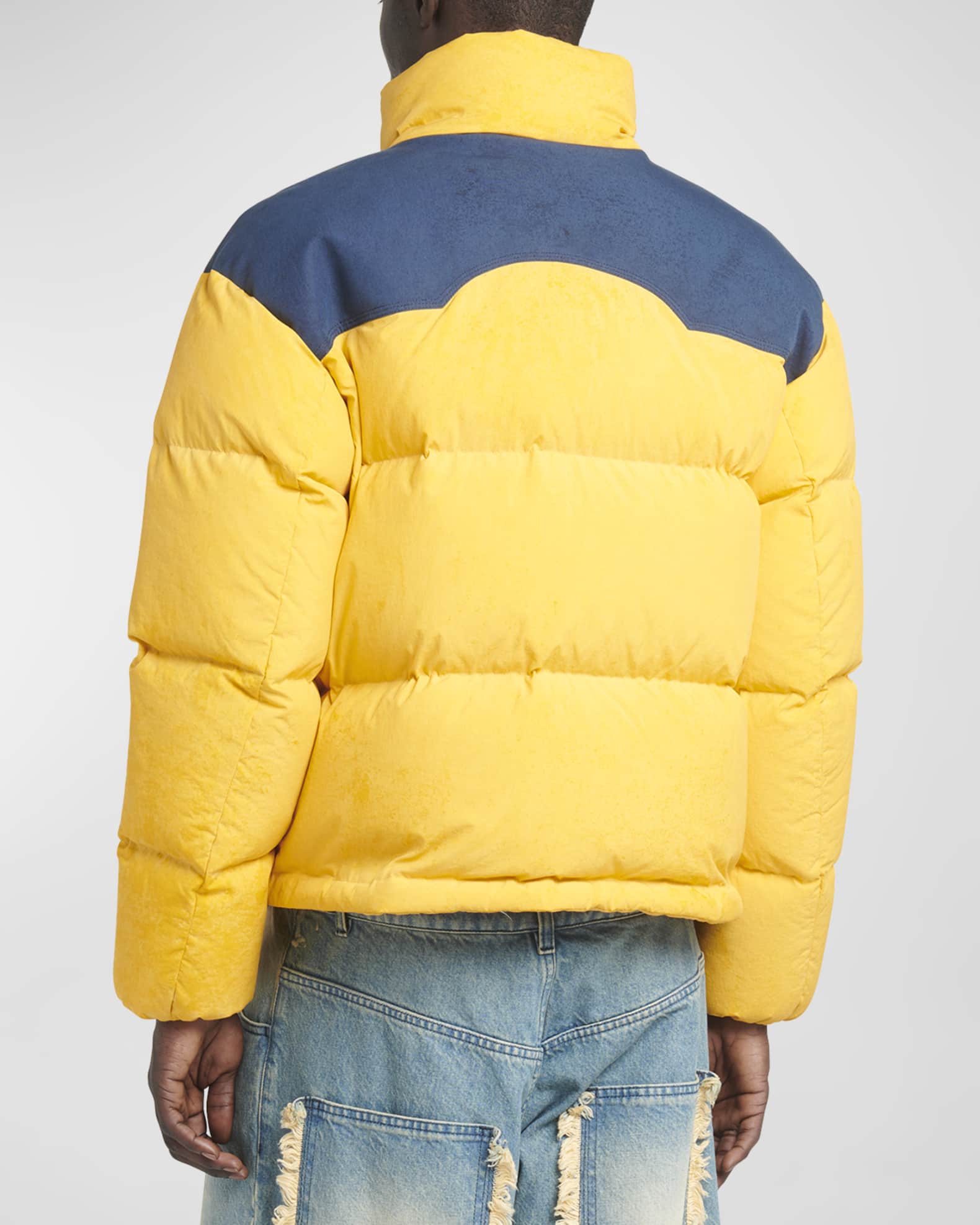 Moncler Genius Moncler x Palm Angels Men's Nevis ContrastYoke Puffer Jacket Neiman Marcus