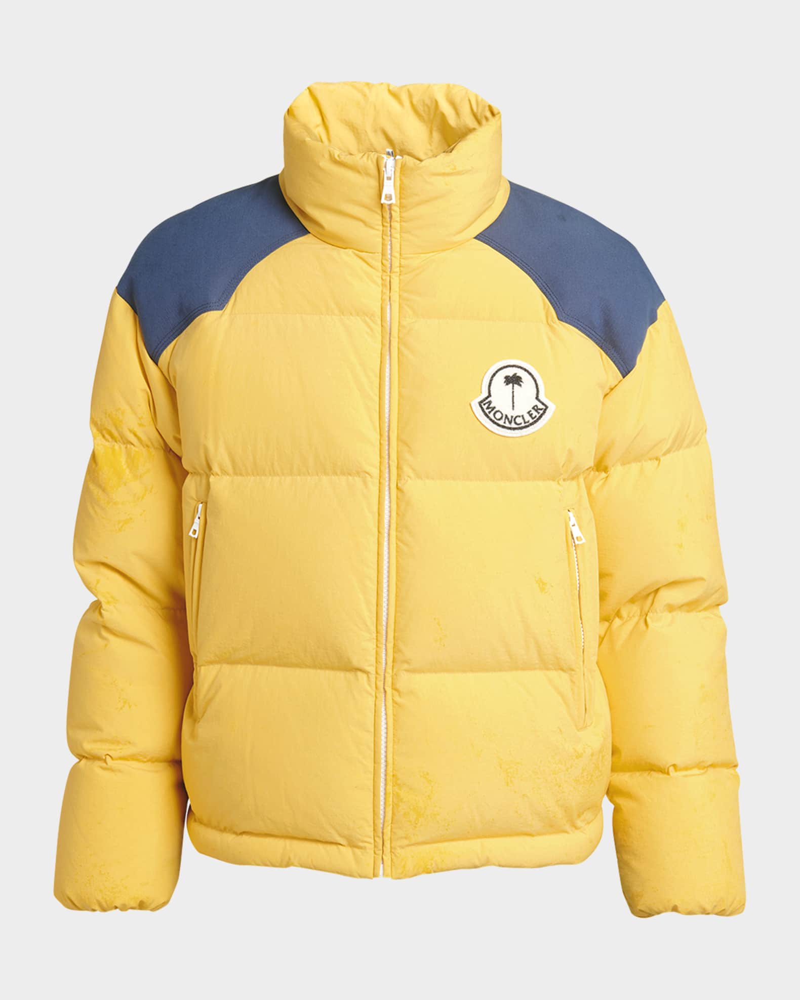 Moncler Genius Moncler x Palm Angels Men's Nevis Contrast-Yoke Puffer Jacket