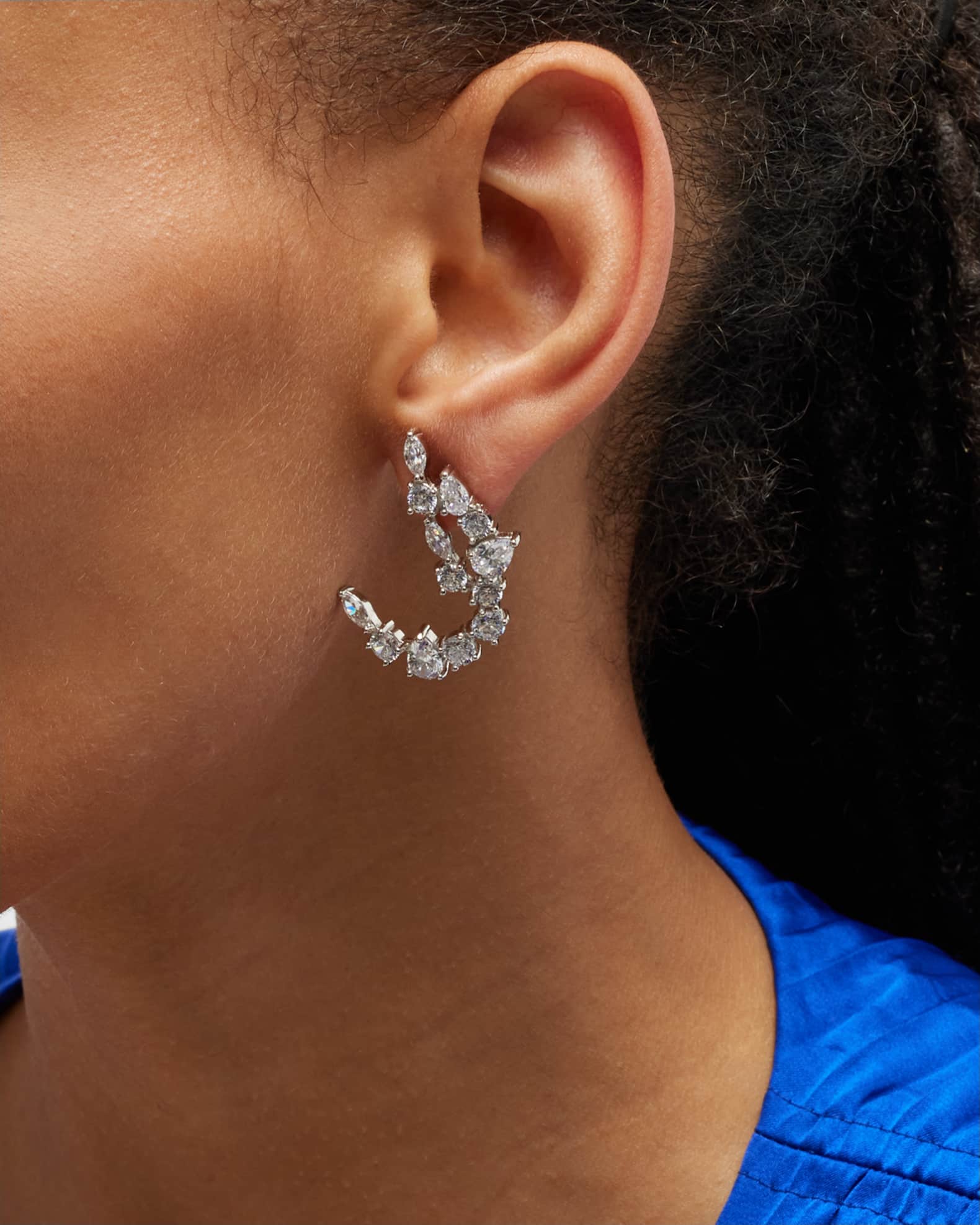 Multi-Cut Cubic Zirconia Scatter Curved Earrings 1