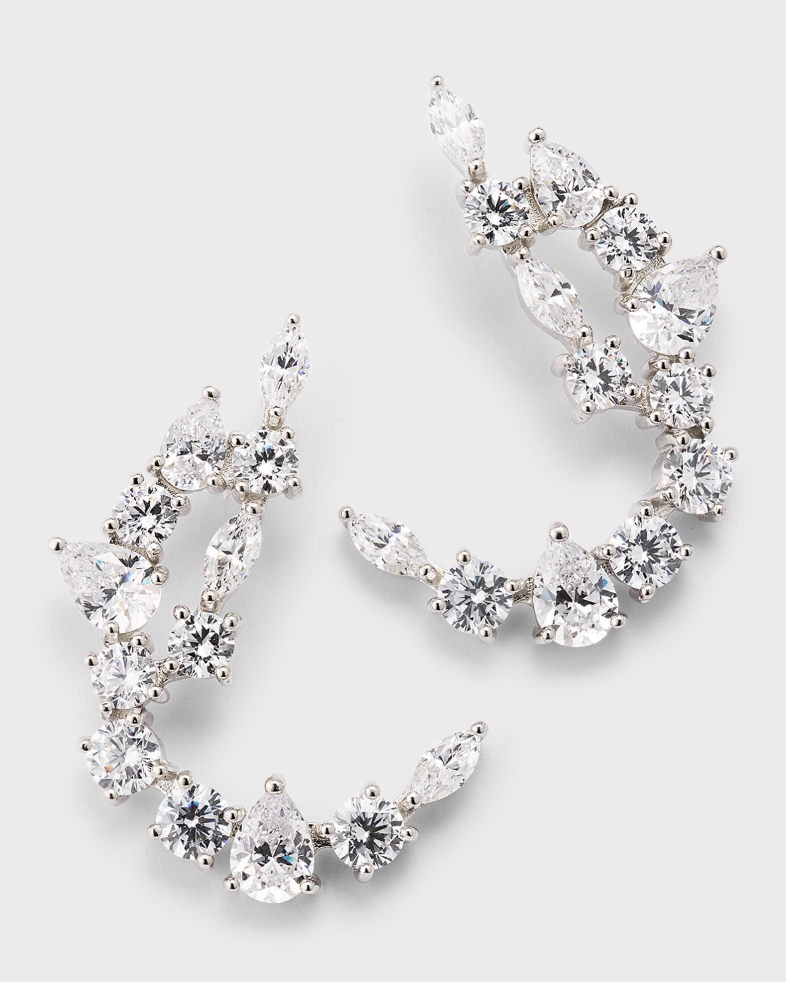 Multi-Cut Cubic Zirconia Scatter Curved Earrings 0