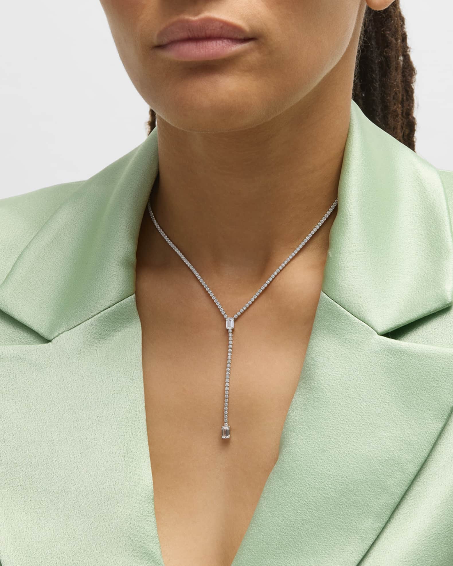 Mixed-Cut Cubic Zirconia Y-Drop Necklace 1