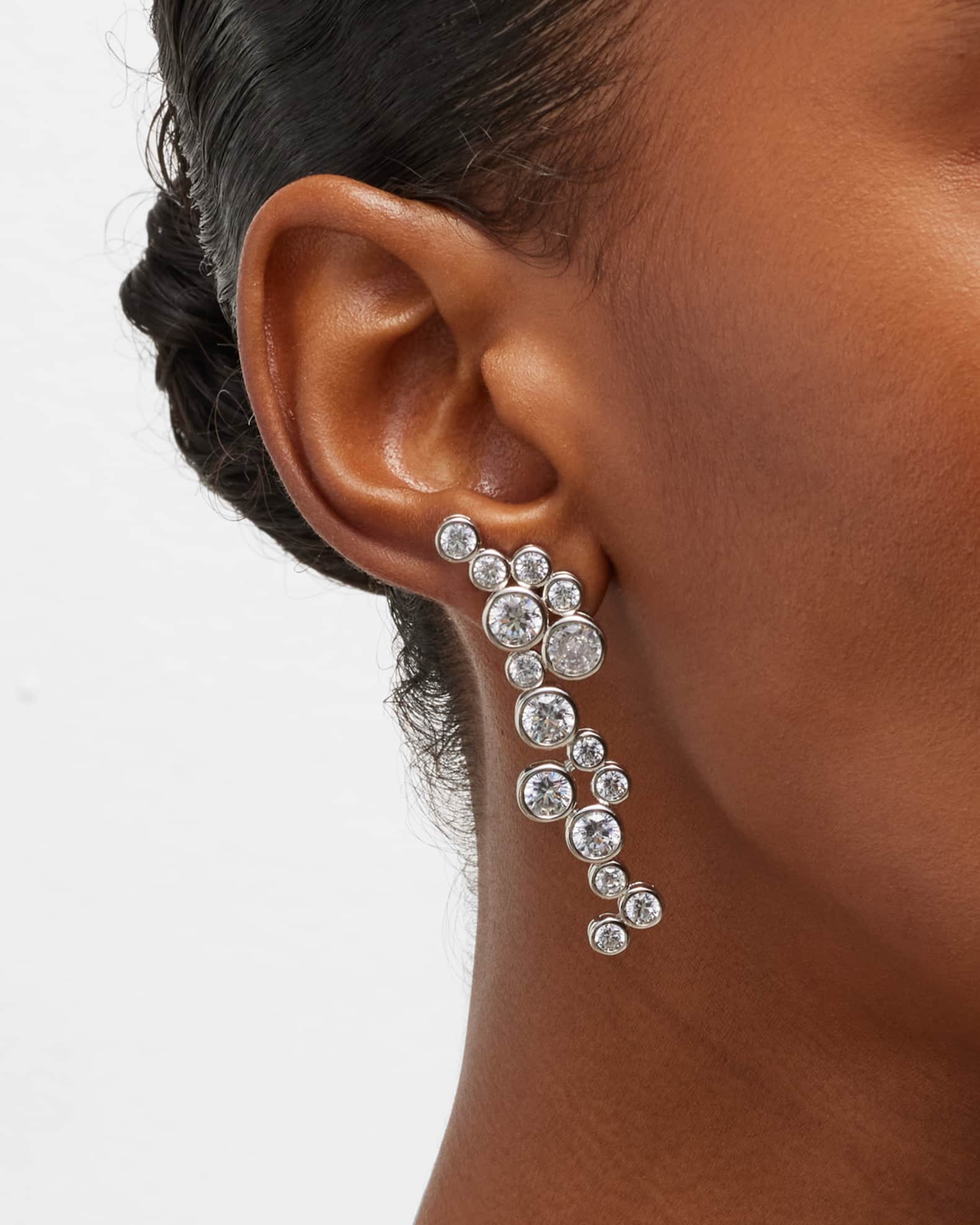 Round Bezel-Set Cubic Zirconia Cluster Drop Earrings 1