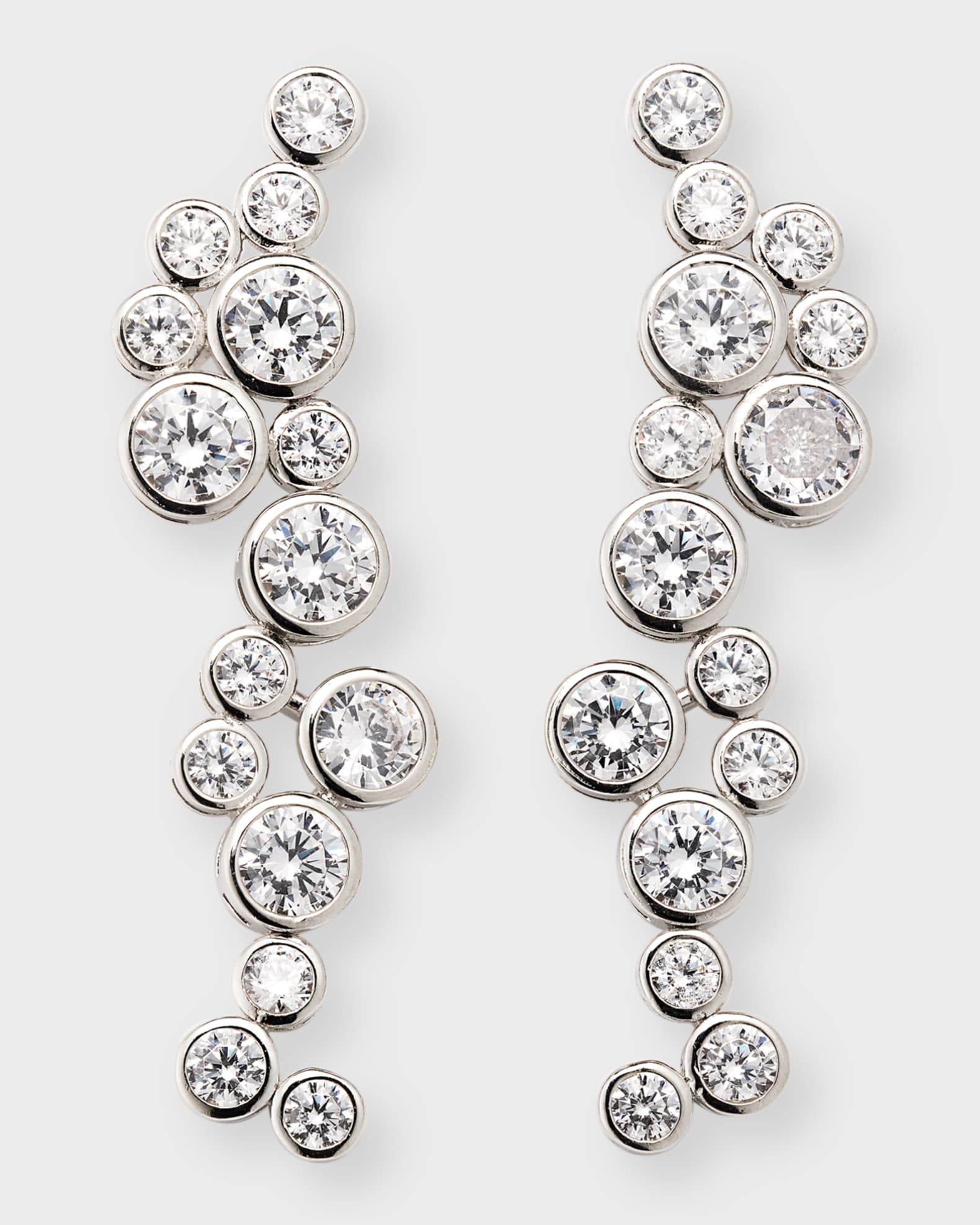 Round Bezel-Set Cubic Zirconia Cluster Drop Earrings 0