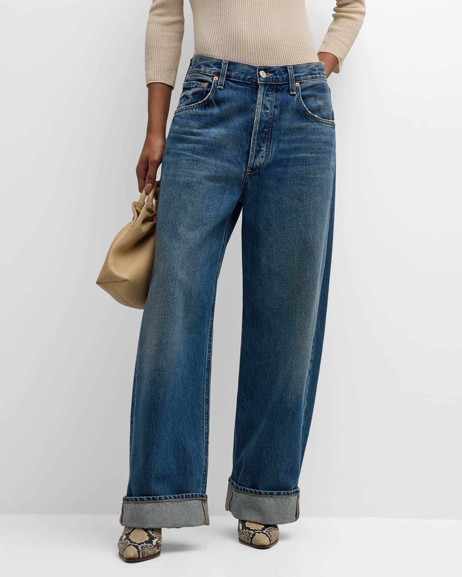 Citizens of Humanity Ayla Baggy Cuffed Cropped Jeans Neiman Marcus
