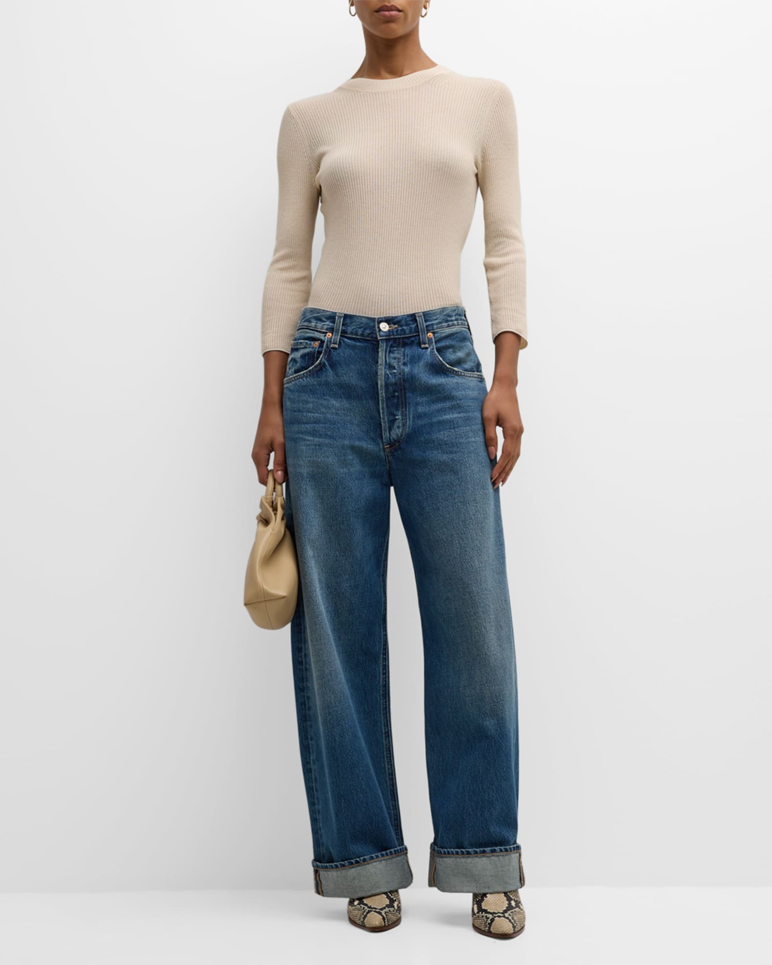 Citizens of Humanity Ayla Baggy Cuffed Cropped Jeans | Neiman Marcus