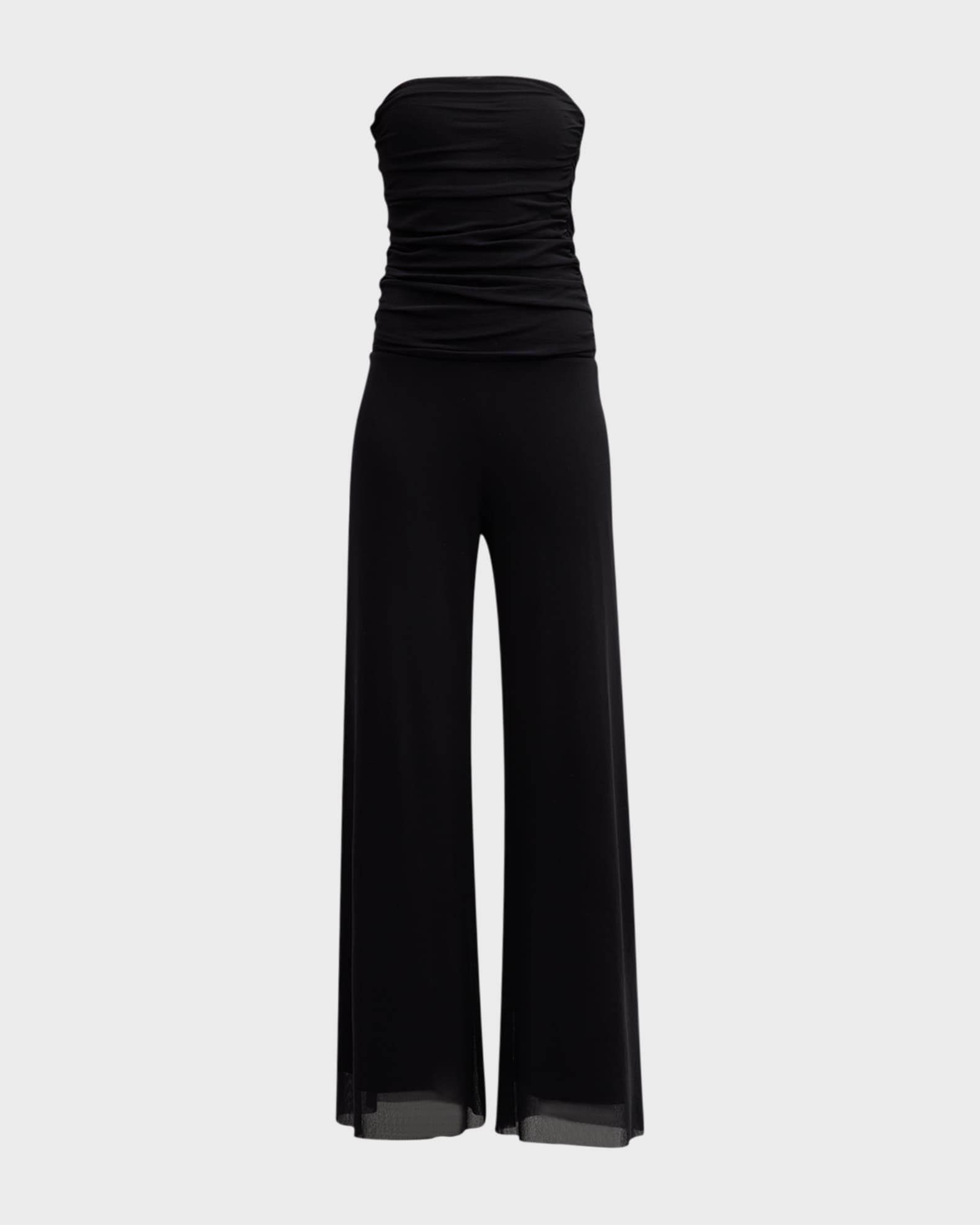 Fuzzi Strapless Wide-Leg Tulle Jumpsuit | Neiman Marcus