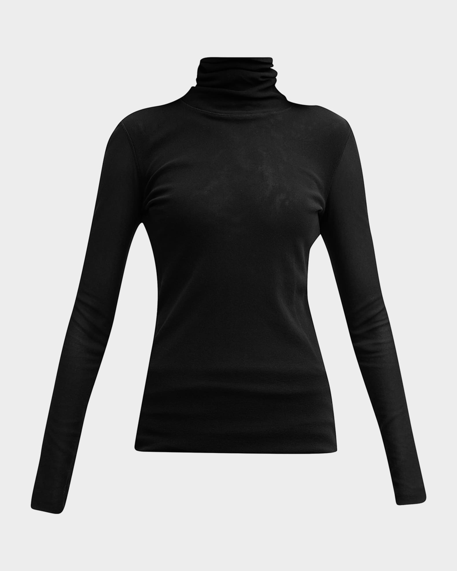 Fuzzi Long-Sleeve Turtleneck Tulle Blouse | Neiman Marcus