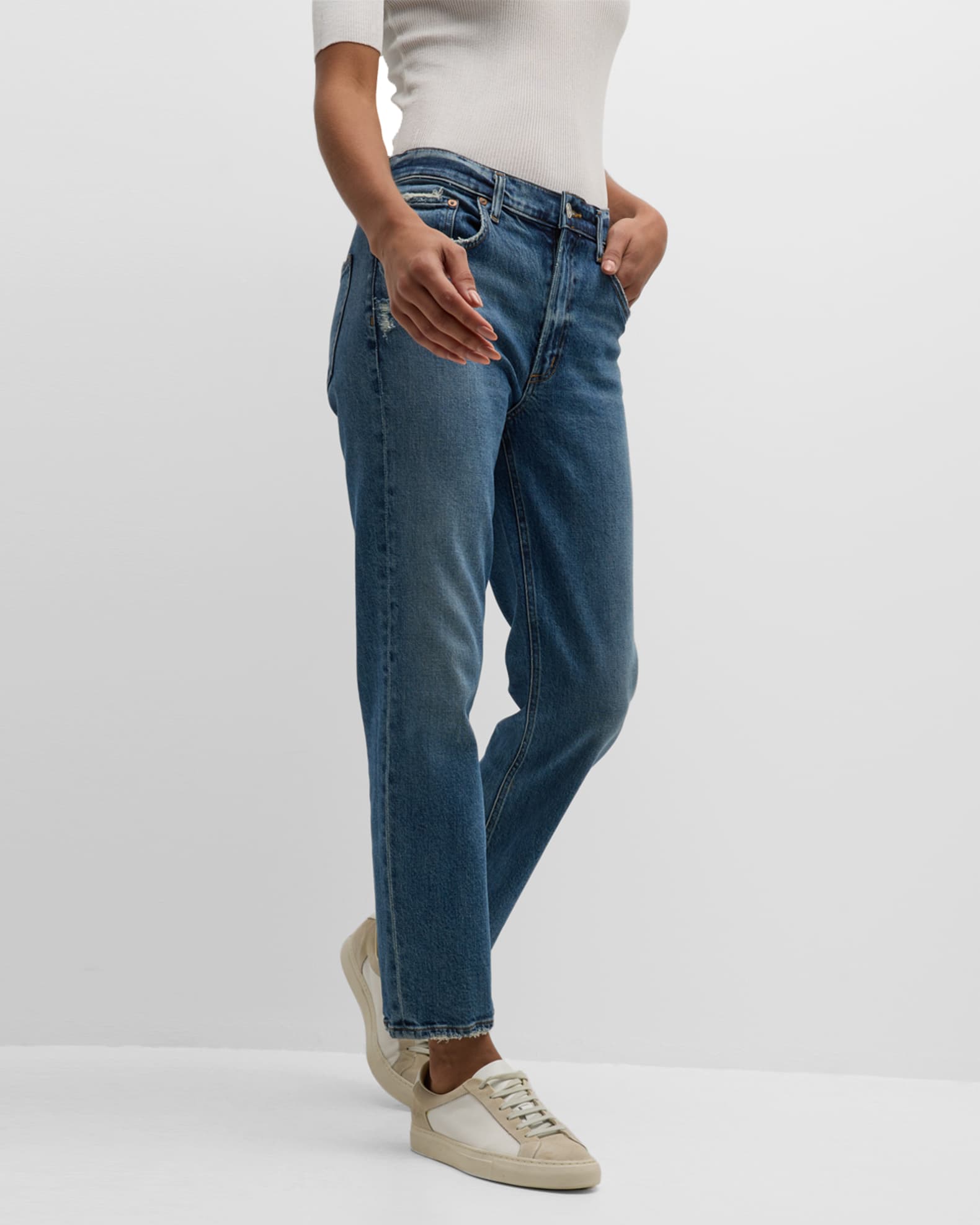 AGOLDE Kye Mid-Rise Straight Cropped Jeans | Neiman Marcus