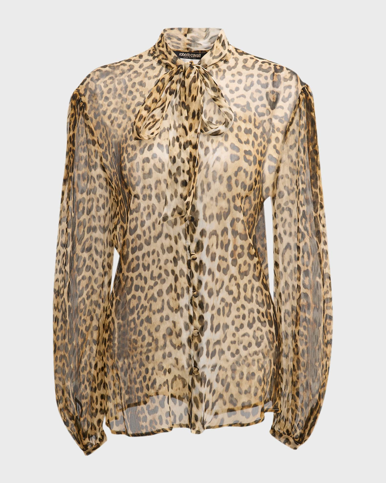 Luxury shirt for men - Roberto Cavalli black silk shirt with animal print