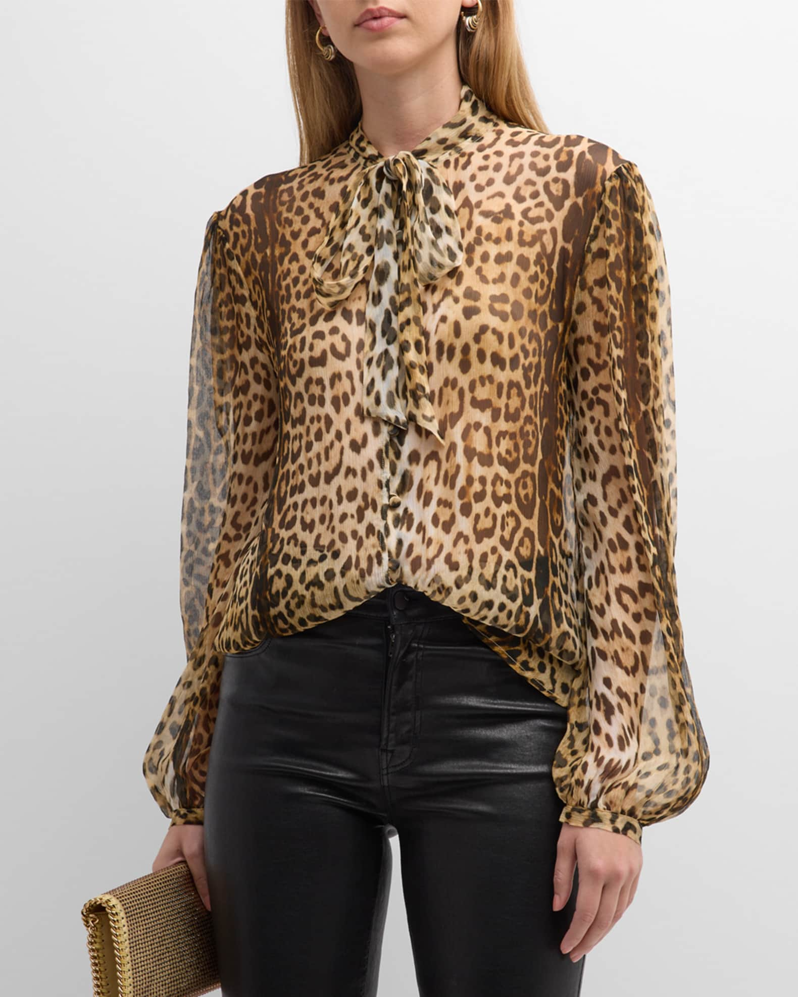 Luxury shirt for men - Roberto Cavalli black silk shirt with animal print