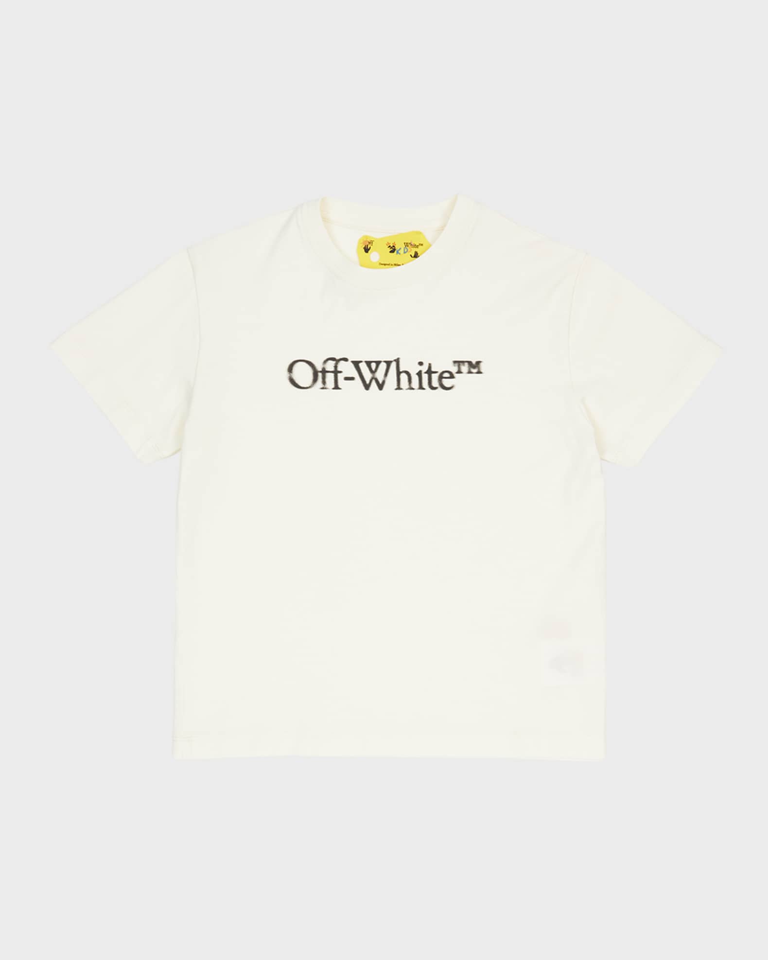 Off White Boy s Bookish Blurry Logo Print T Shirt Size 4 12