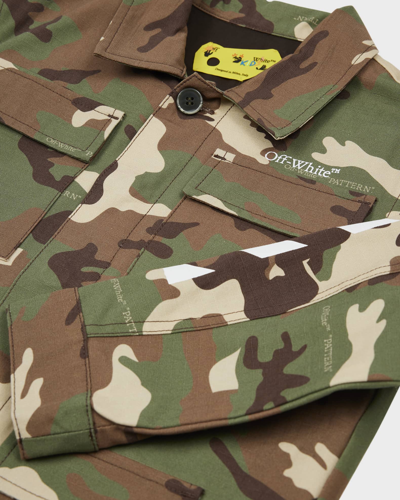 grave ekspertise krigsskib Off-White Boy's Camou Logo-Print Military Jacket, Size 4-12 | Neiman Marcus