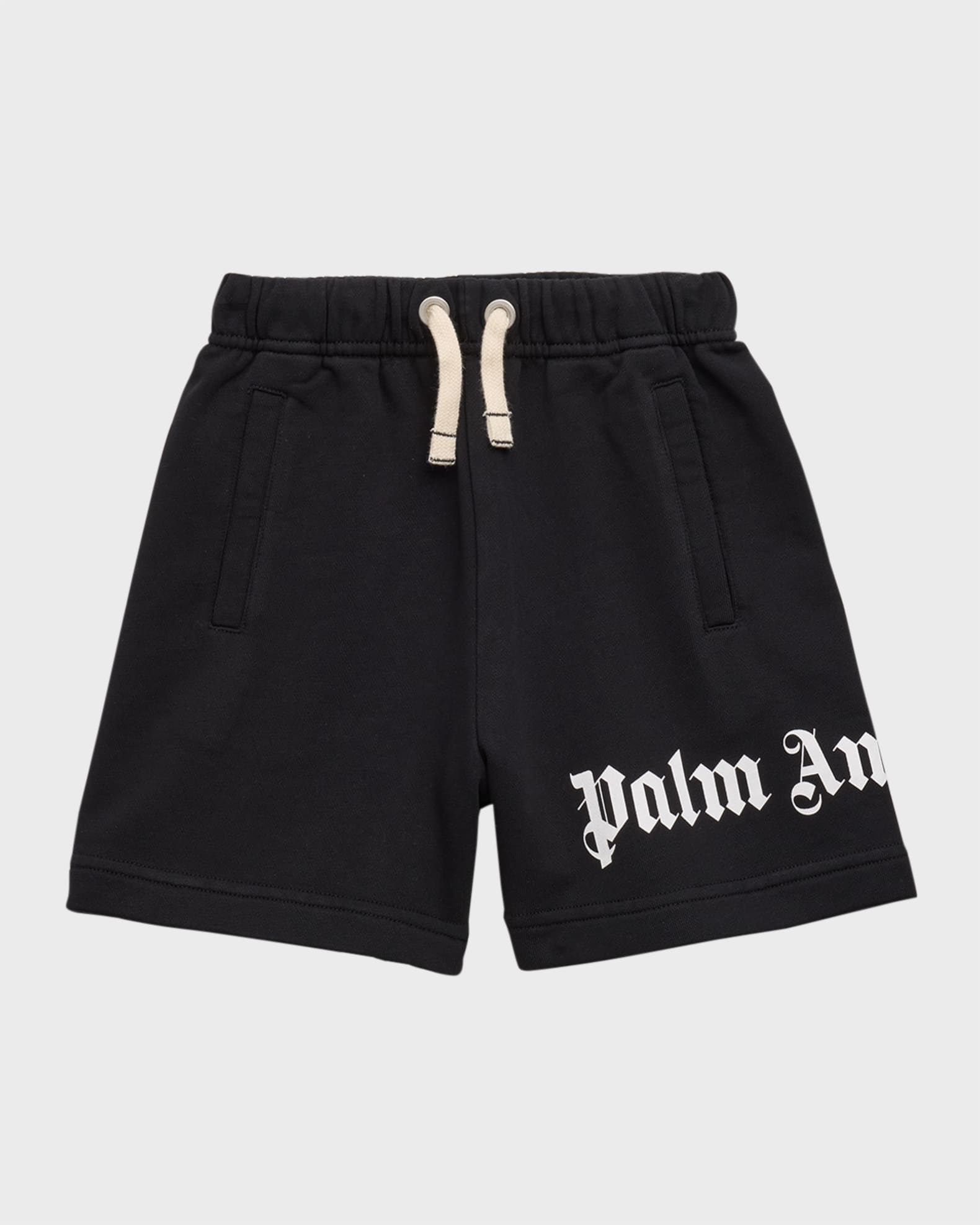 Palm Angels Kids WAISTBAND LOGO MINI SHORTS - Brown