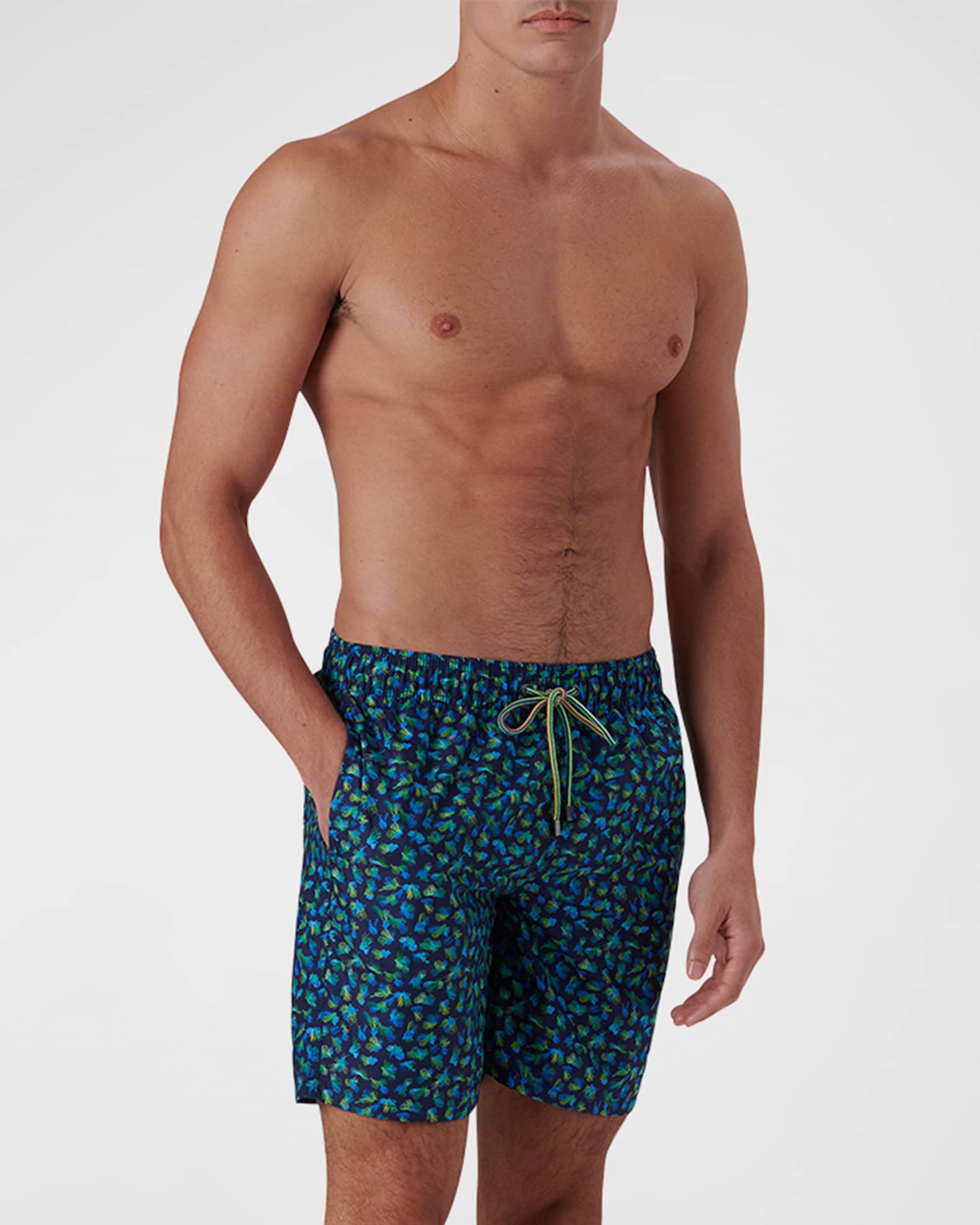 Bugatchi Men's Printed Swim Trunks | Neiman Marcus