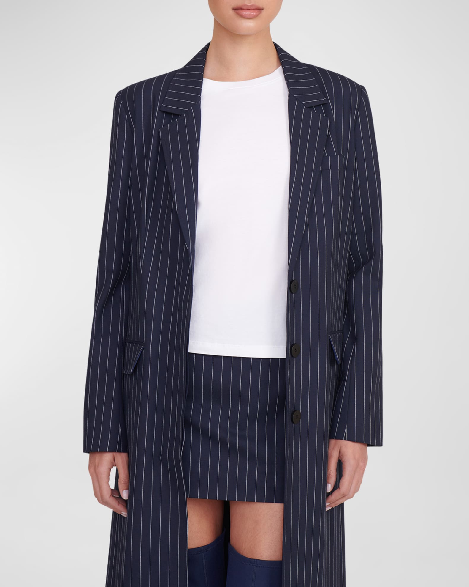 Staud Ralph Pinstripe Trench Coat Neiman Marcus