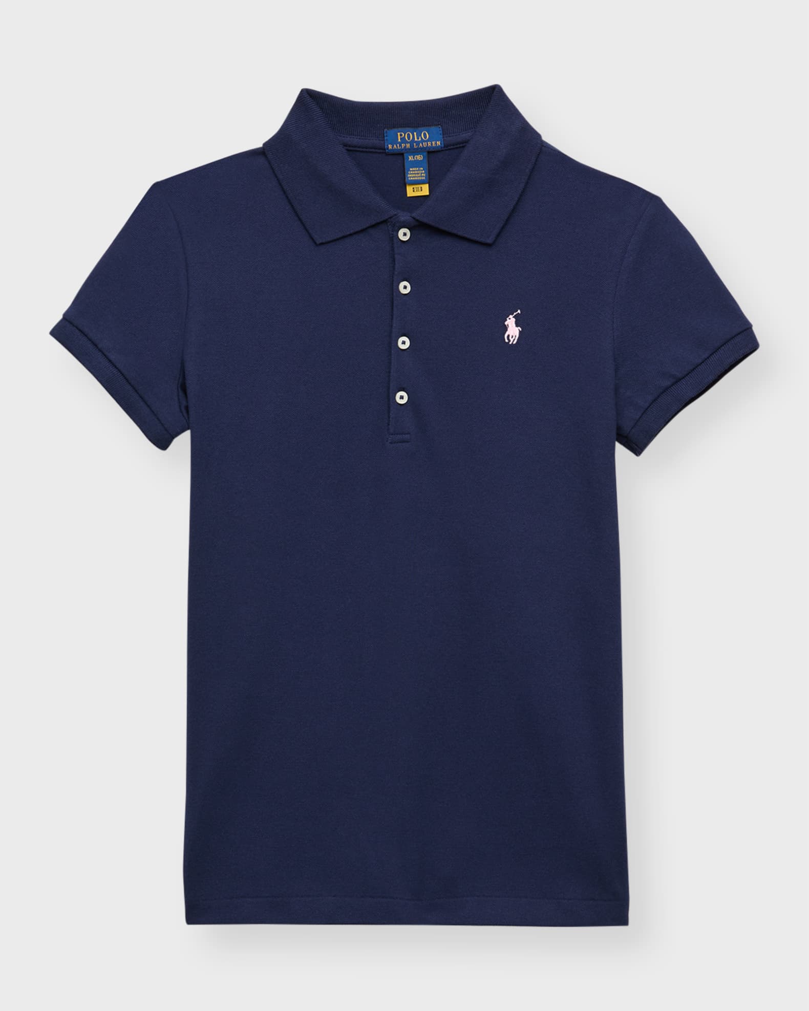 Girl's Short-Sleeve Logo Embroidery Polo Shirt 0