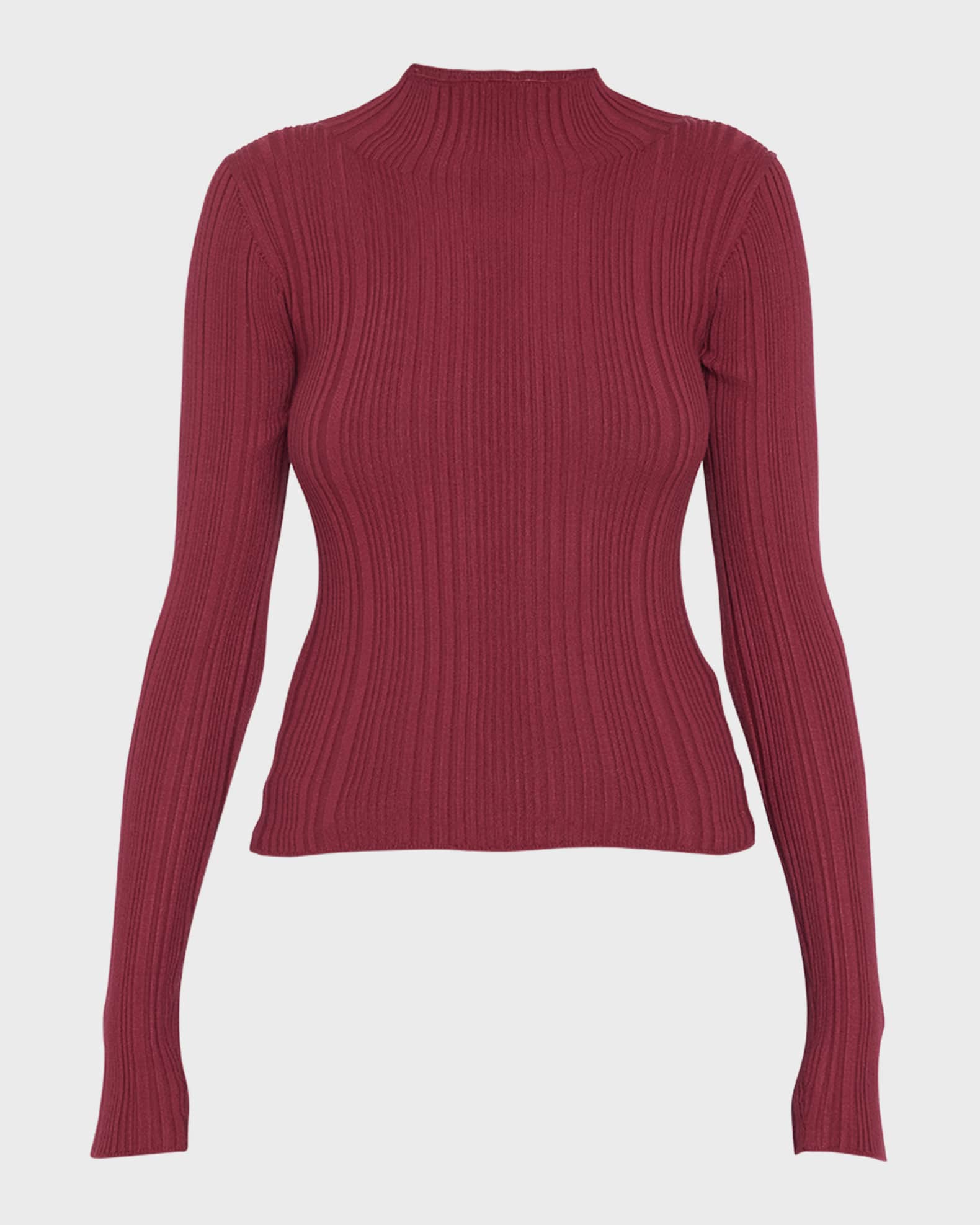 Veronica Beard Vinny Ribbed Mock-Neck Top